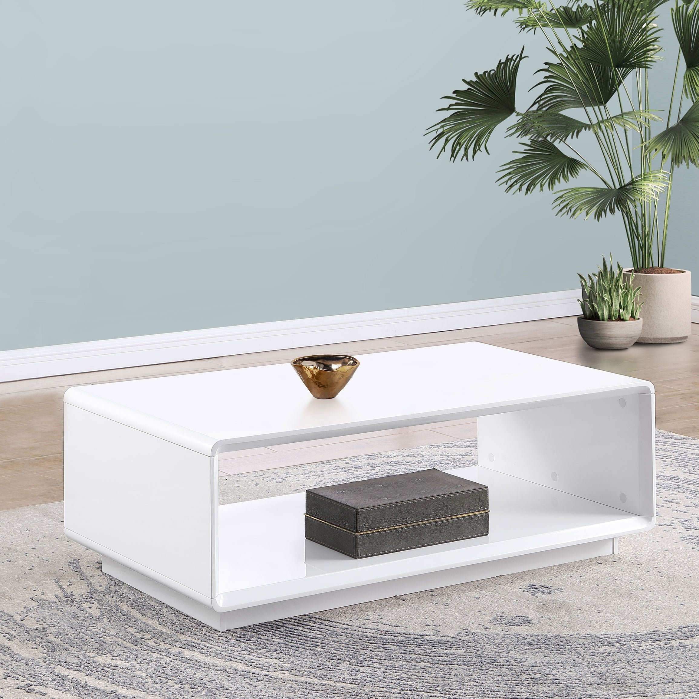 Paseo Rectangular Cocktail Coffee Table White High Gloss