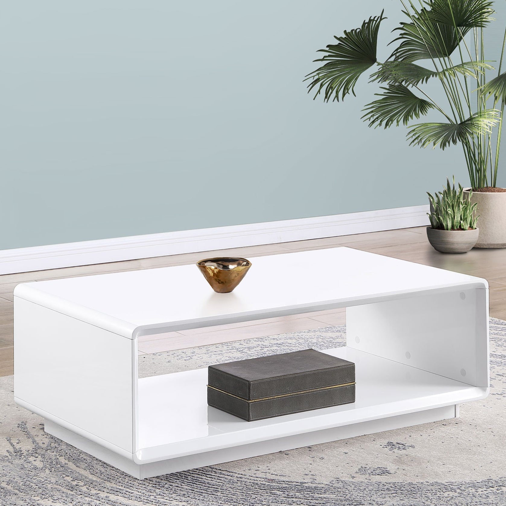 Paseo Rectangular Cocktail Coffee Table White High Gloss
