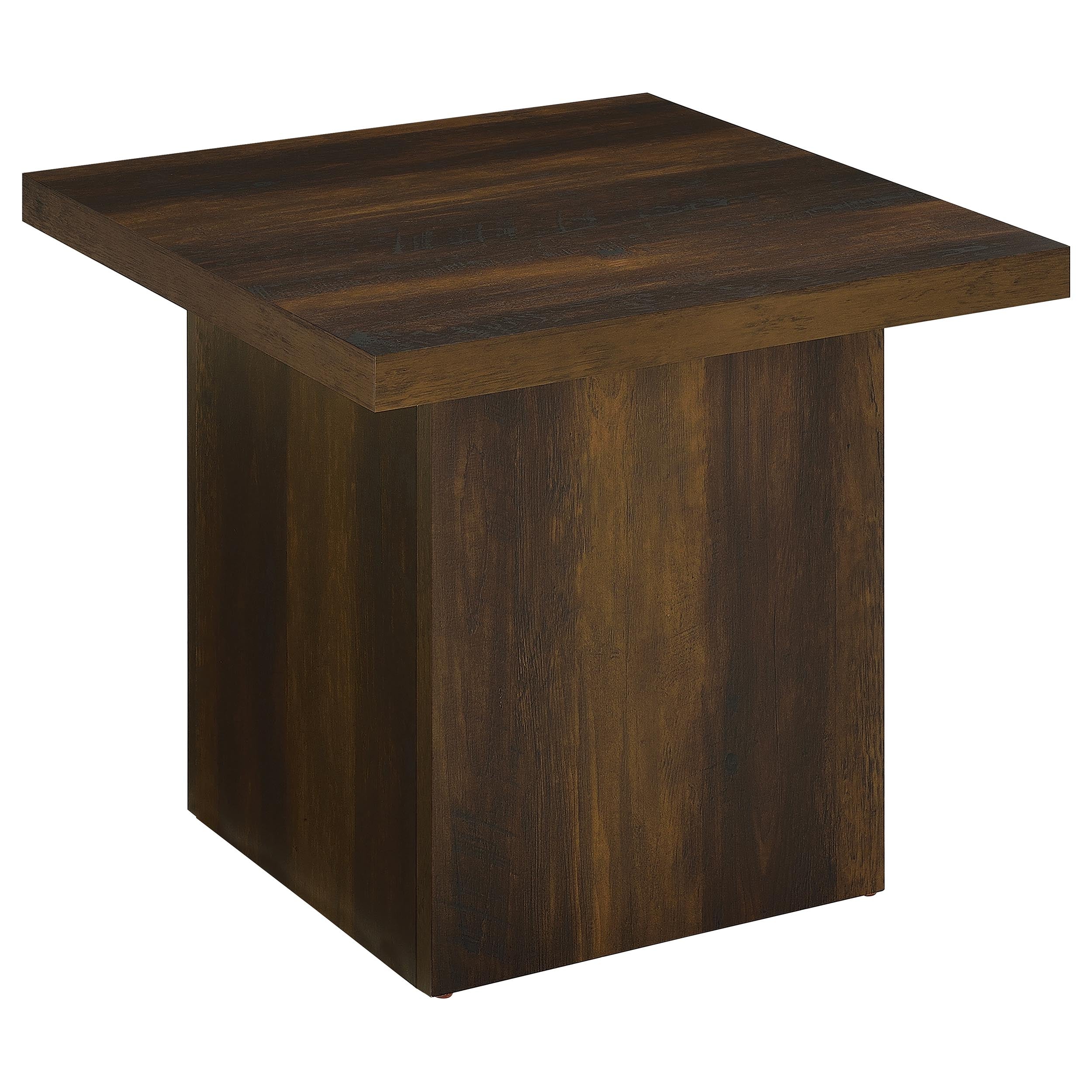 Devar Square Engineered Wood Side End Table Dark Pine