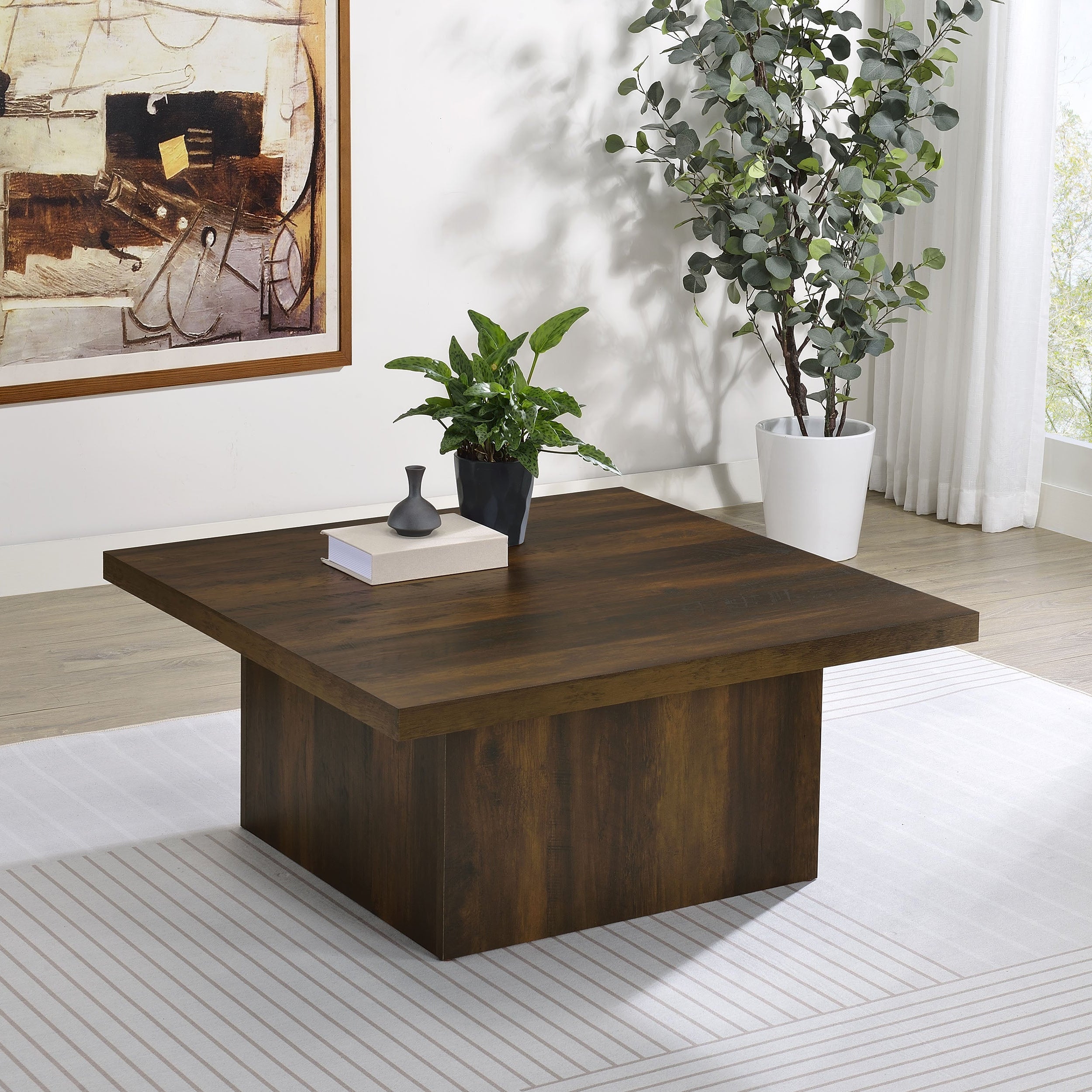 Devar Square Engineered Wood Cocktail Coffee Table Dark Pine