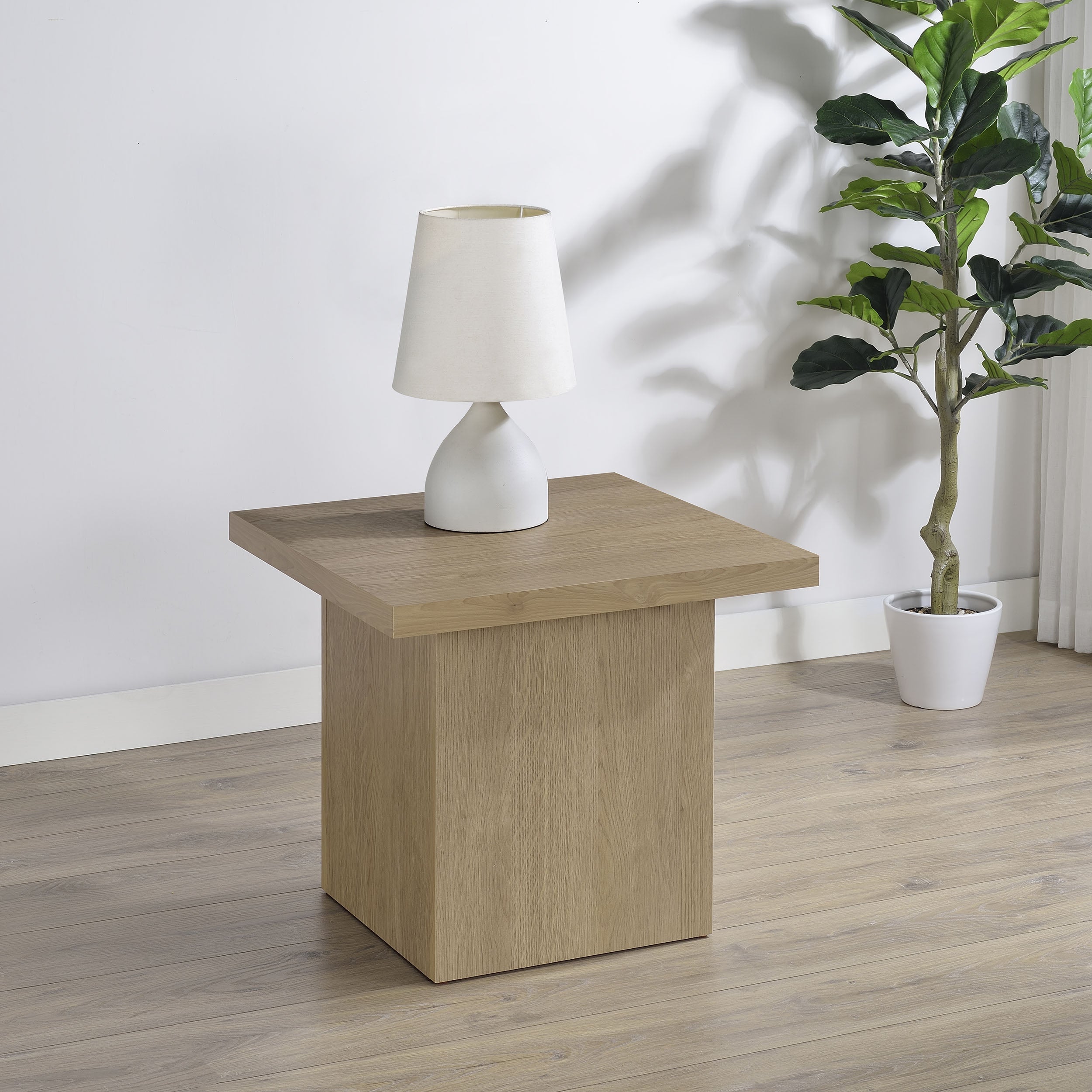 Devar Square Engineered Wood Side End Table Latte