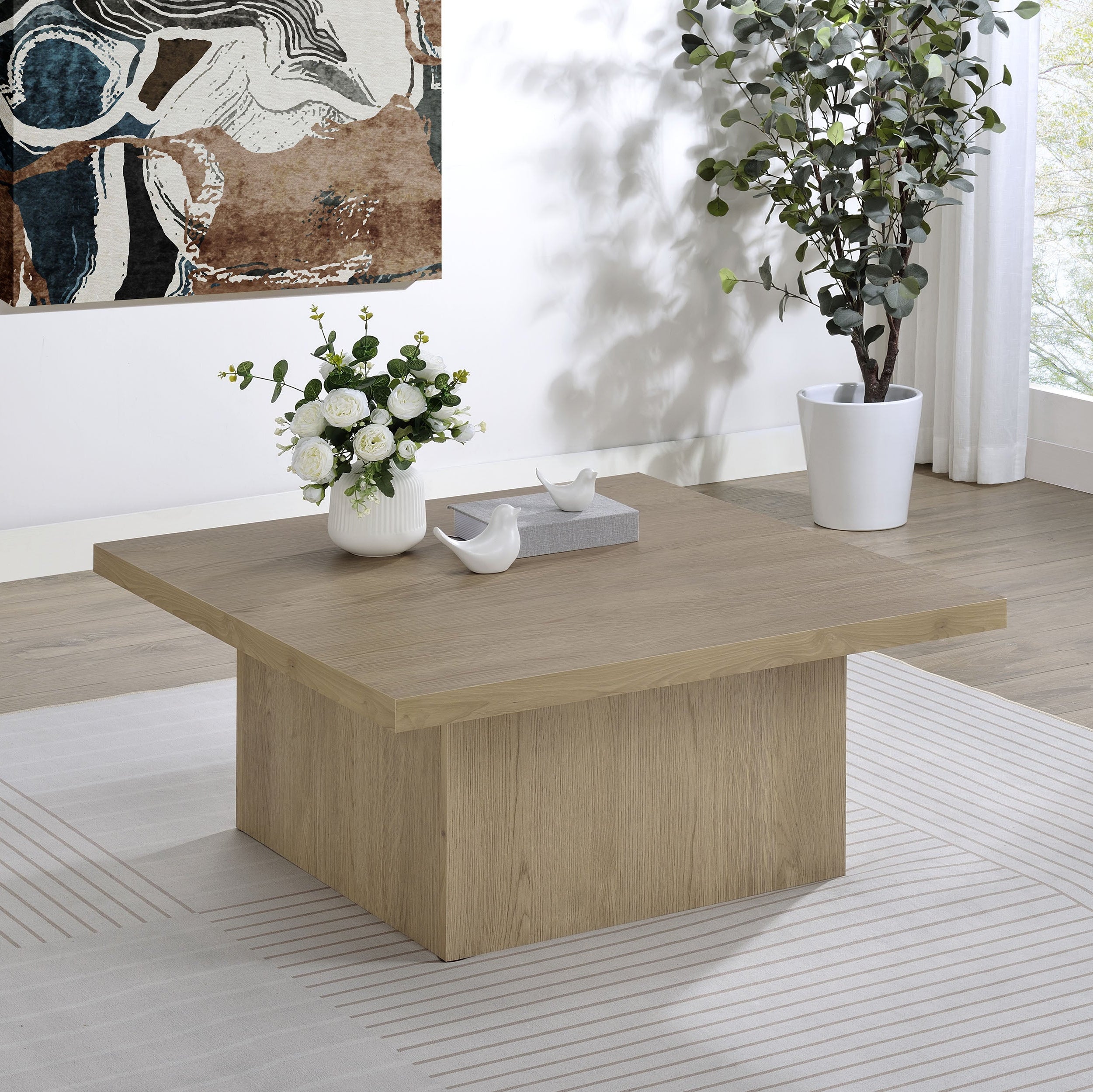 Devar Square Engineered Wood Cocktail Coffee Table Dark Pine