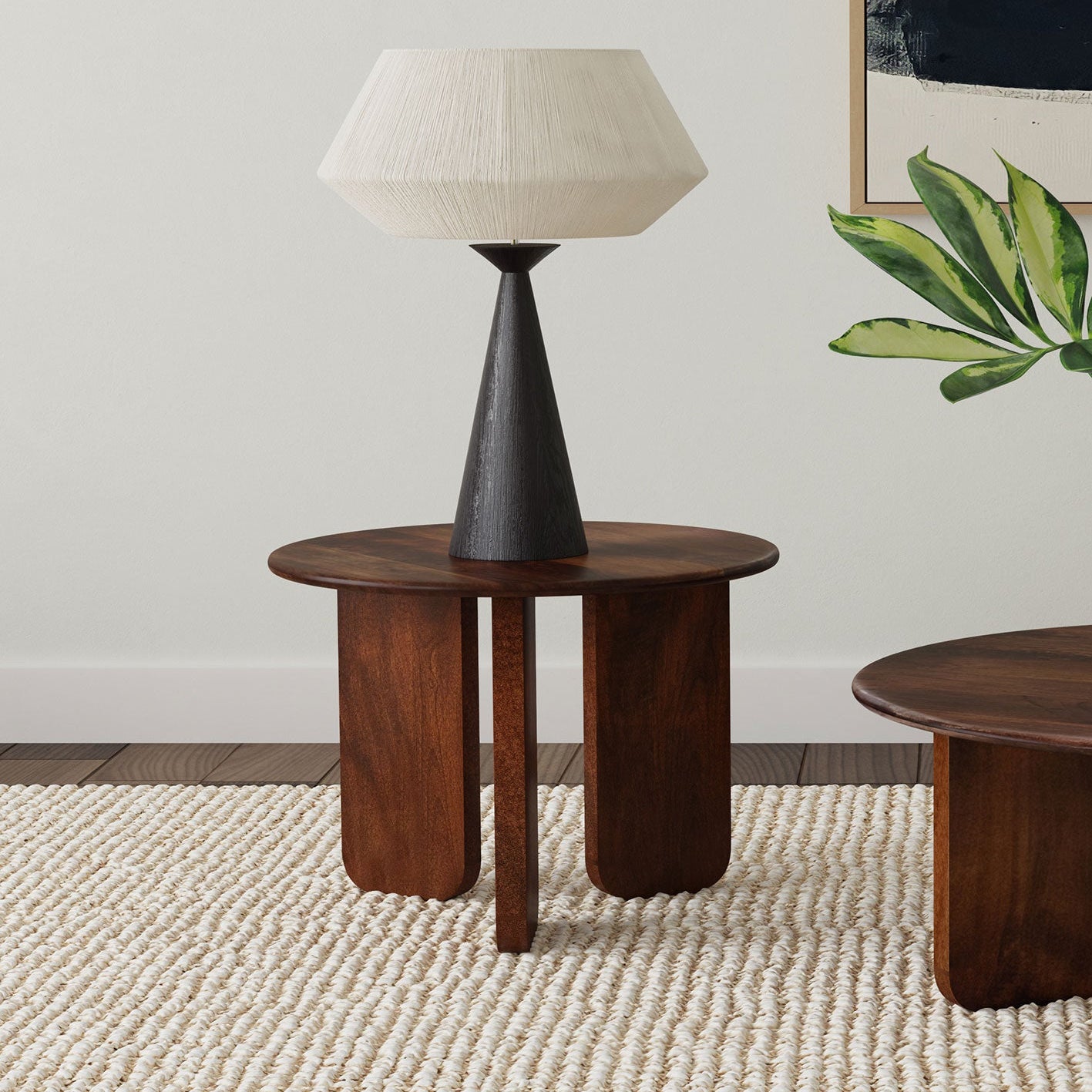 Dale Round Solid Mango Wood Side End Table Brown