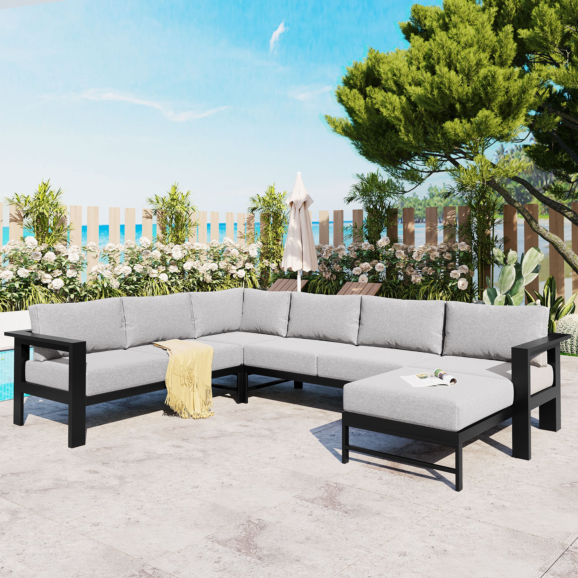 U-Style Outdoor U-Shaped Sectional Cushioned Seating