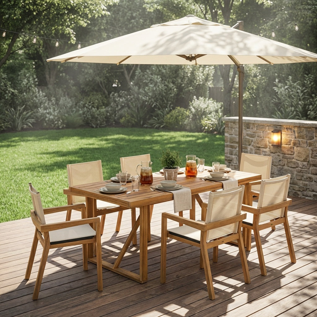 Outdoor Dining Set Acacia Wood - Beige
