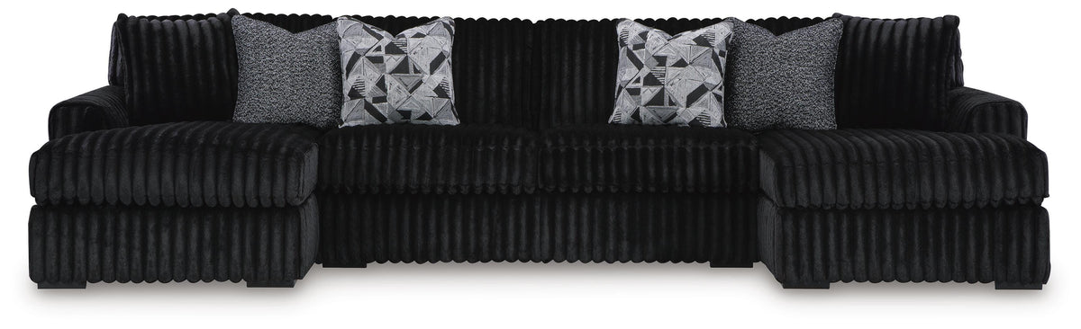 Midnight-Madness 3-Piece Sectional with Chaise - Double Chaise