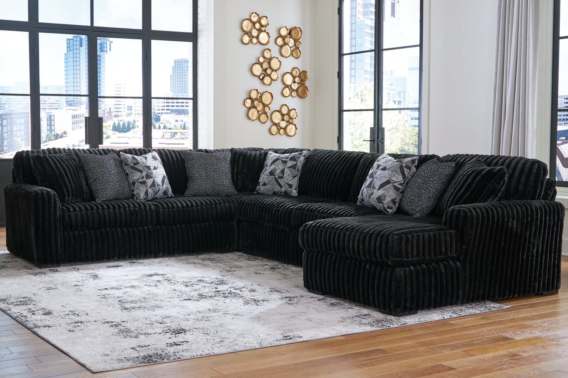 Midnight-Madness 4-Piece Sectional with Right Chaise