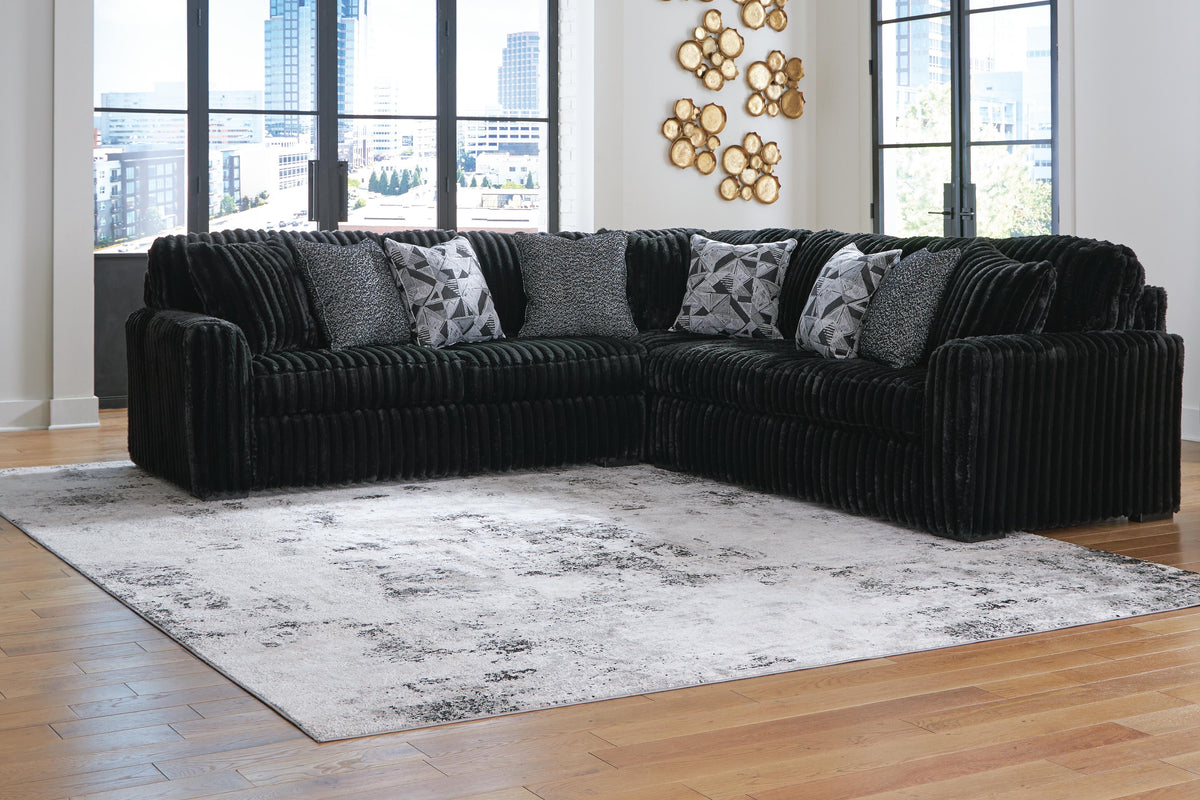 Midnight-Madness 3-Piece Sectional - Onyx