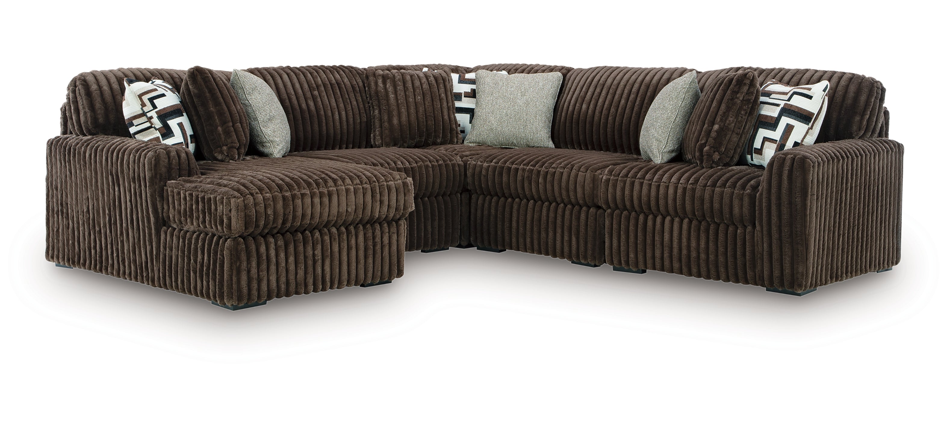 Midnight-Madness 5-Piece Sectional with Left Chaise - Brown