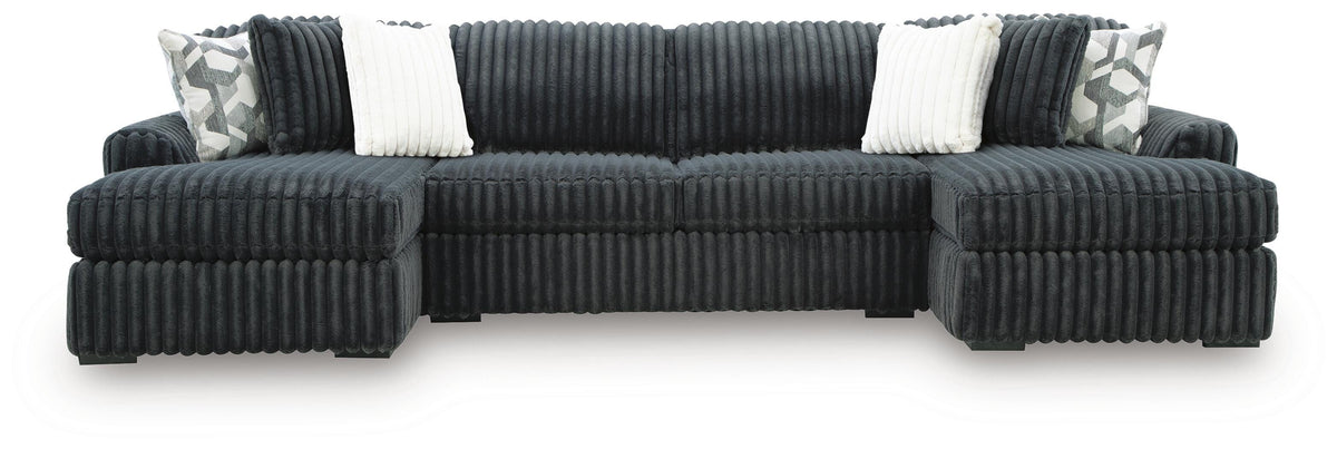 Midnight-Madness 3-Piece Double Chaise Sectional - Armless Loveseat