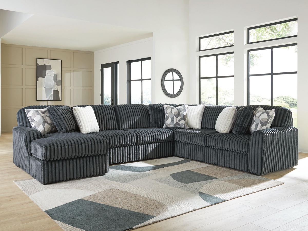 Midnight-Madness 4-Piece Sectional with Chaise - Gunmetal, Left-Arm Chaise