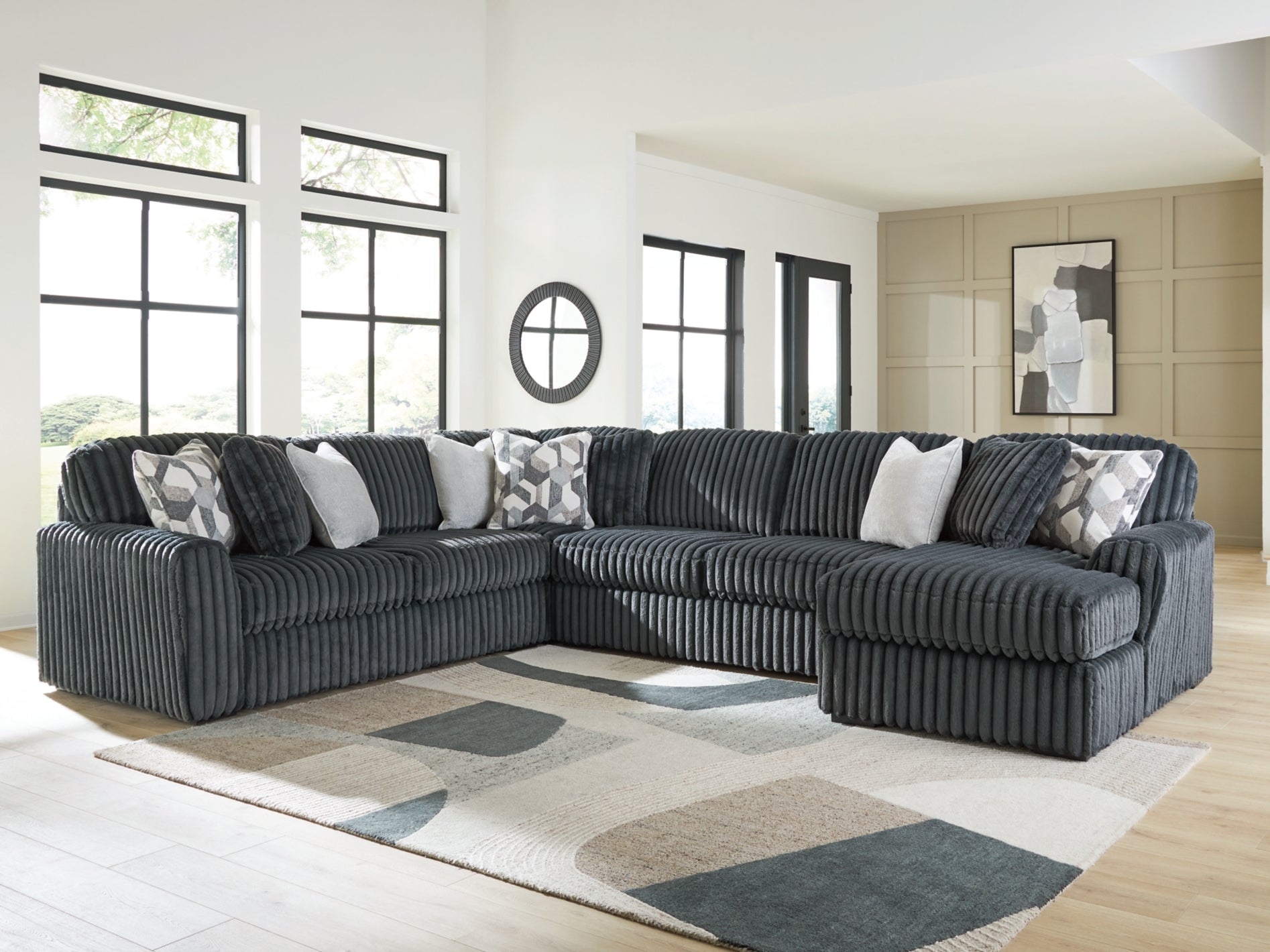 Midnight-Madness 4-Piece Sectional with Right Chaise - Blue