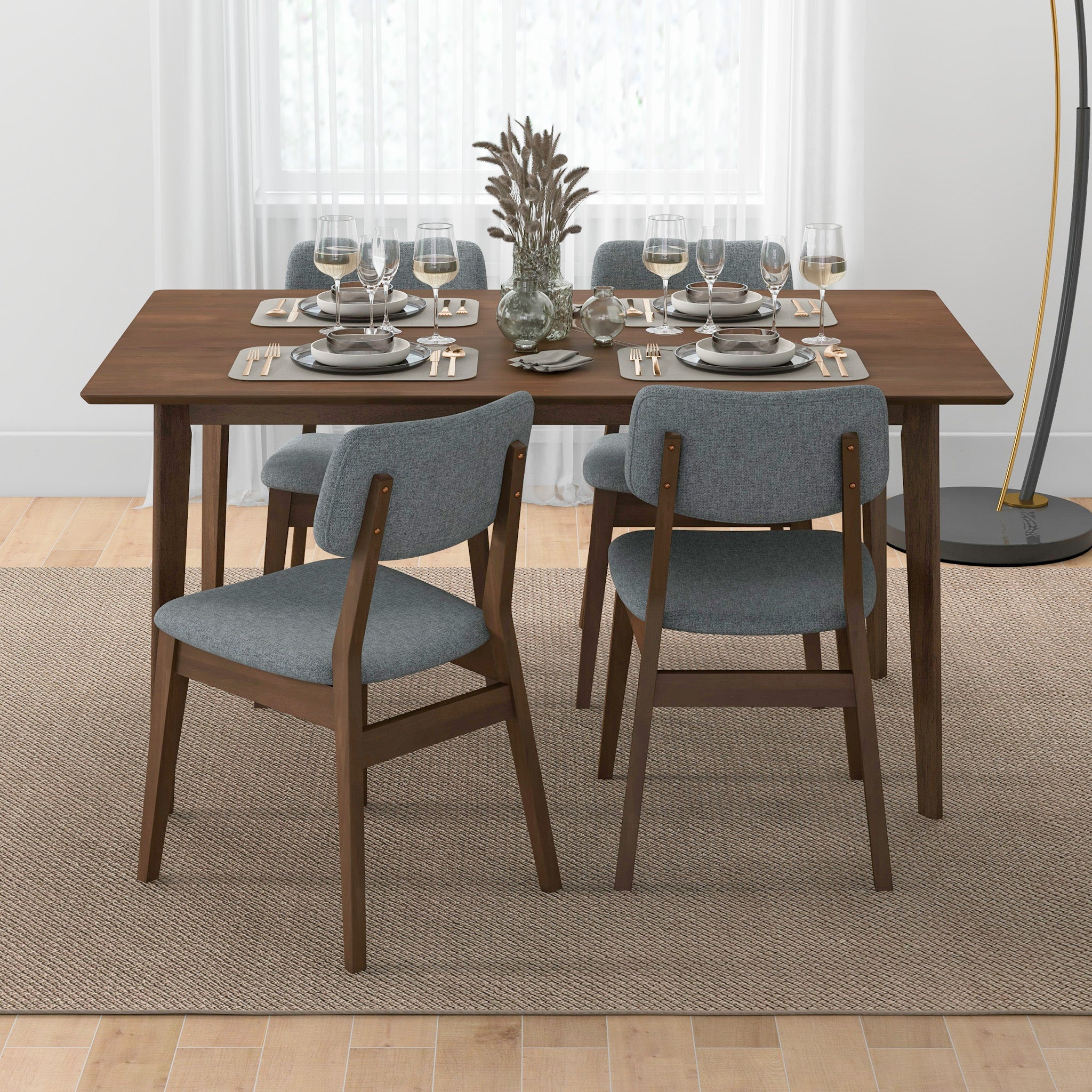 Abbott Dark Grey Fabric Dining Chair Set of 2 - MidinMod
