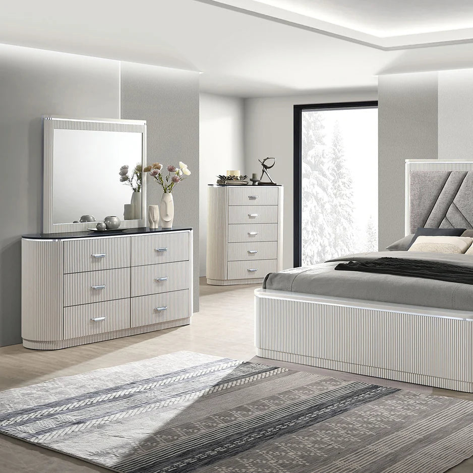 Aldgate Light Gray Dresser | Contemporary Dresser with Cultured Stone Top | MidinMod