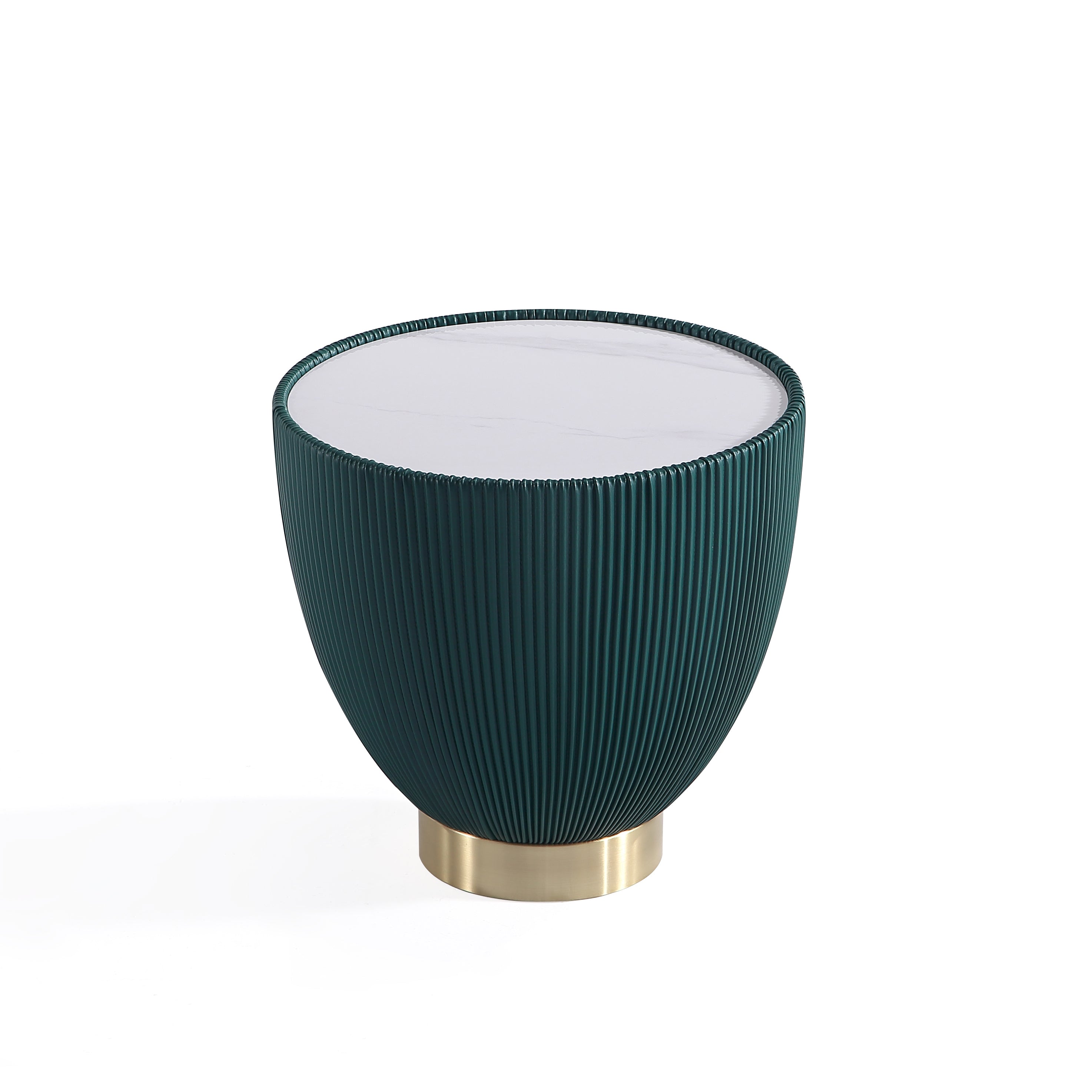 Anderson Modern Green Vegan Leather End Table | MidinMod