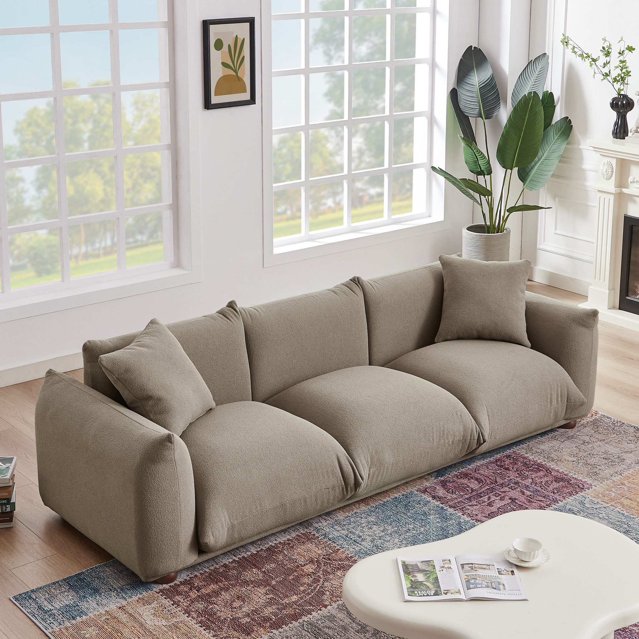 Archer Mocha Boucle Sofa - MidinMod