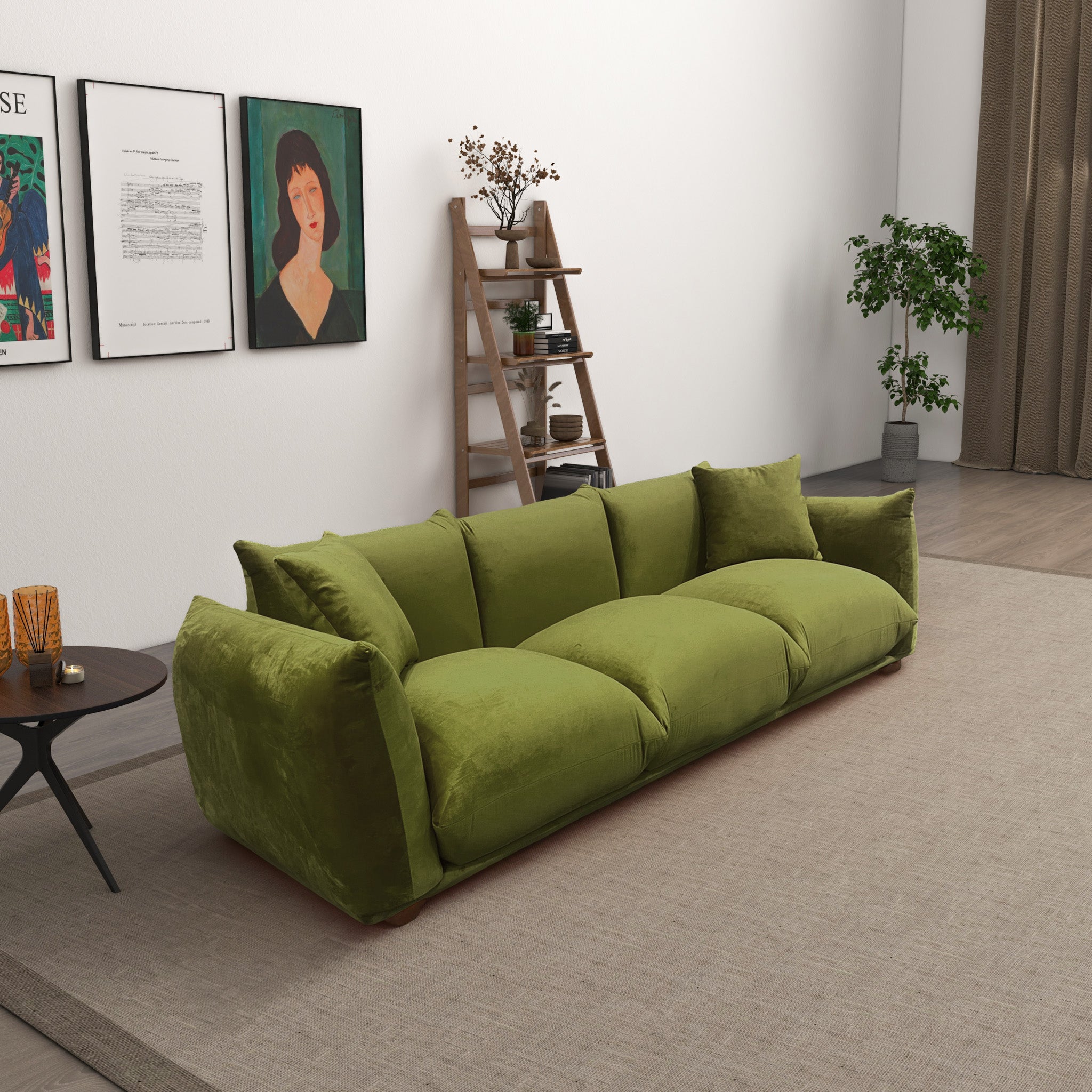 Archer Olive Green Velvet Sofa - MidinMod