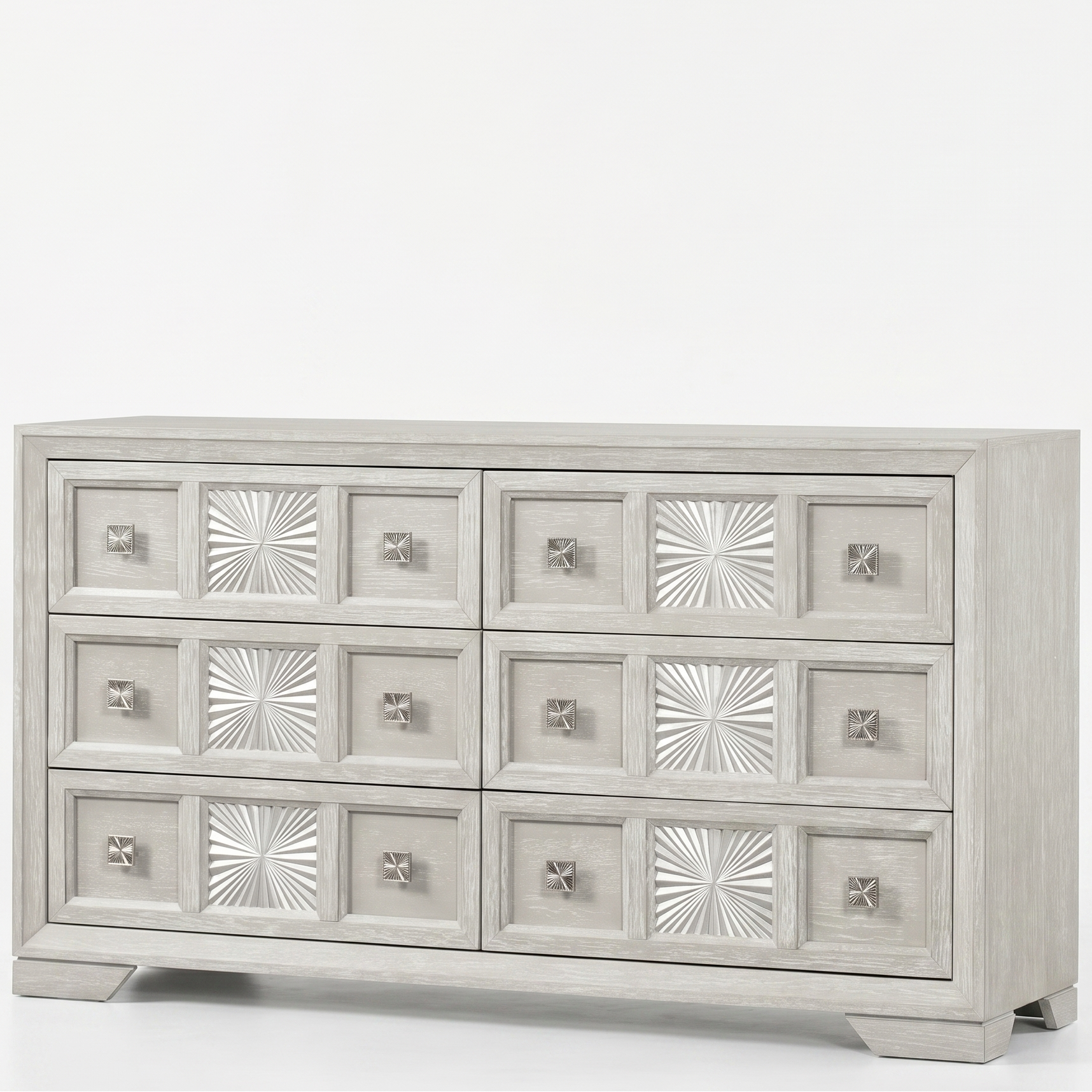 Argenthart Light Gray Dresser | Transitional Engineered Wood Sunburst Dresser | MidinMod