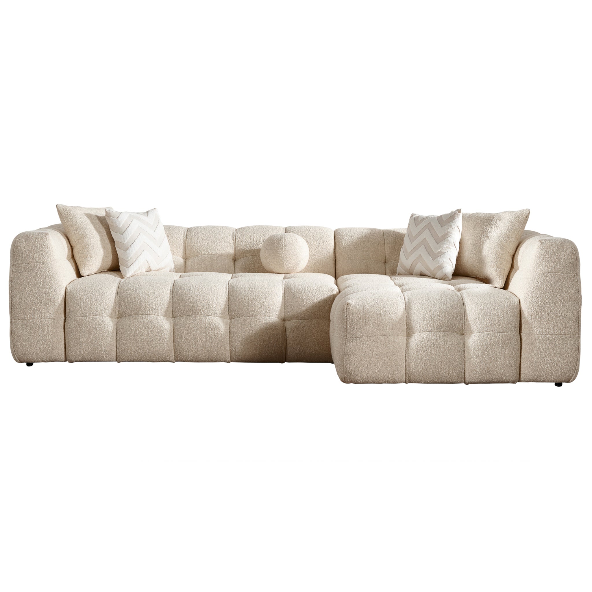 Aris Ivory Boucle Right Sectional Sofa - MidinMod