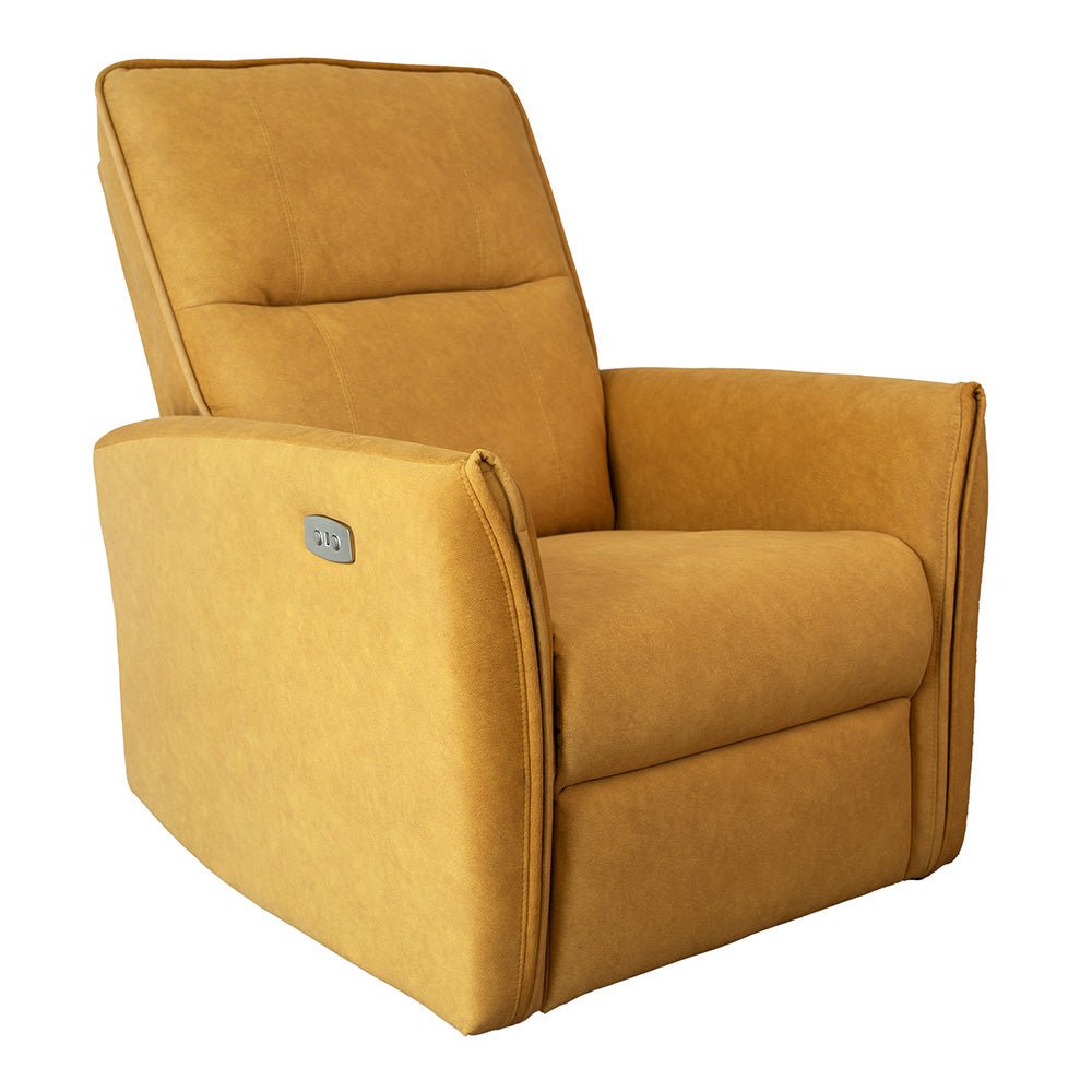 Ashland Dark Yellow Suede Recliner Chair - MidinMod