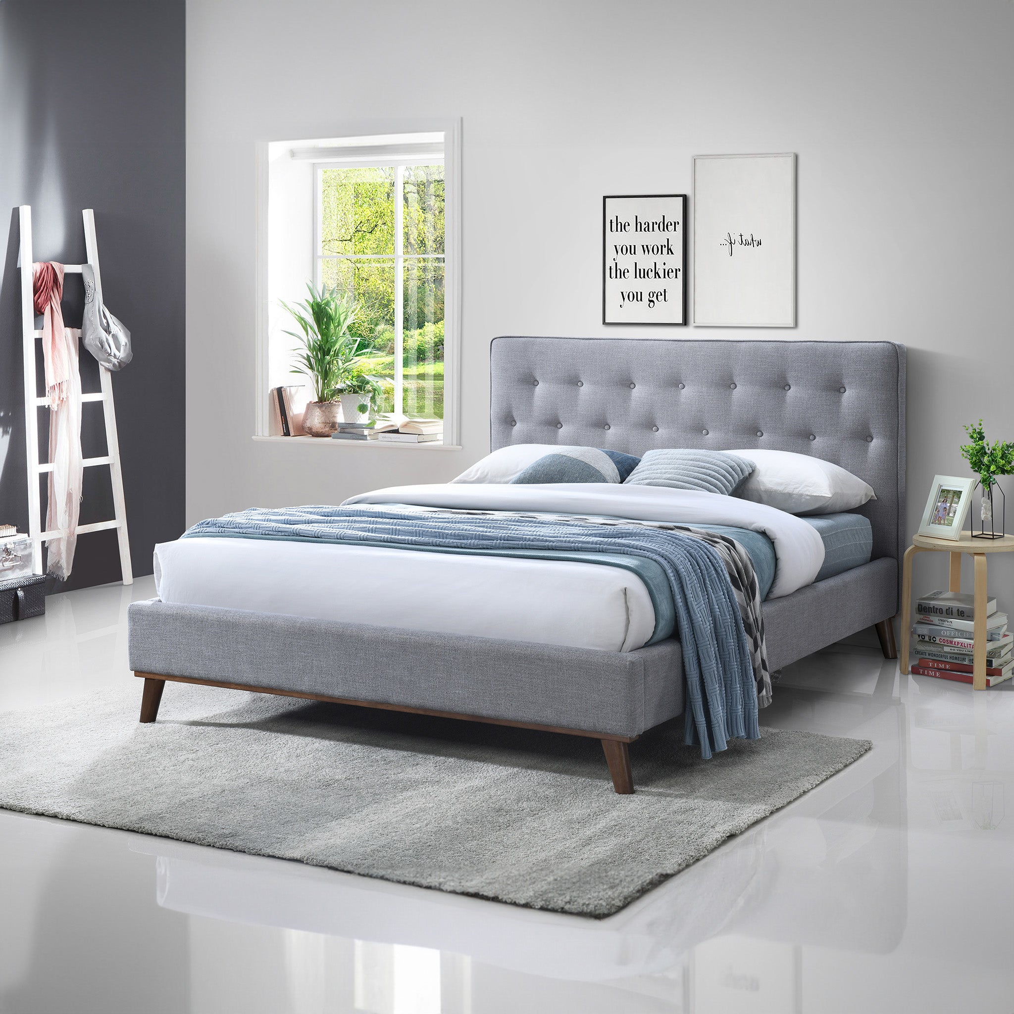 Ashton King Light Grey Bed - MidinMod