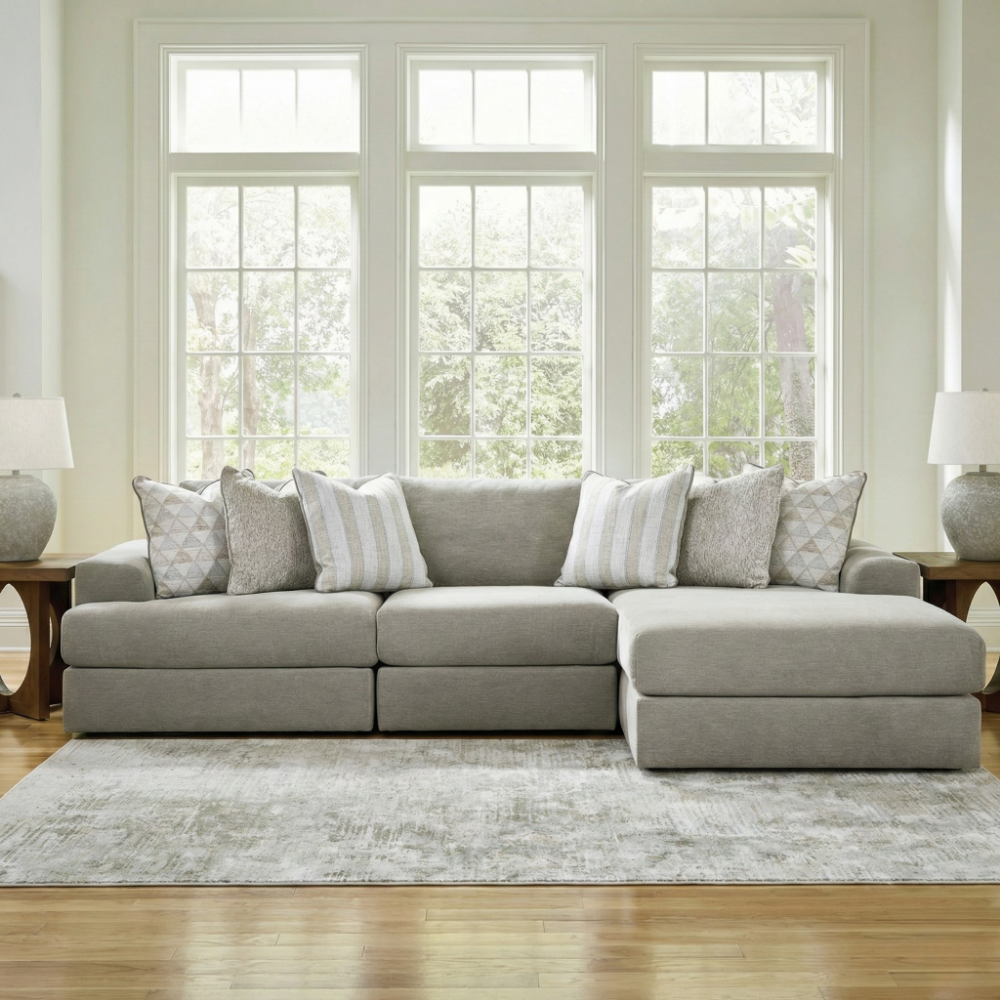 Avaliyah 3-Piece Modular Sectional with Reversible Cushions and Waterfall Chaise