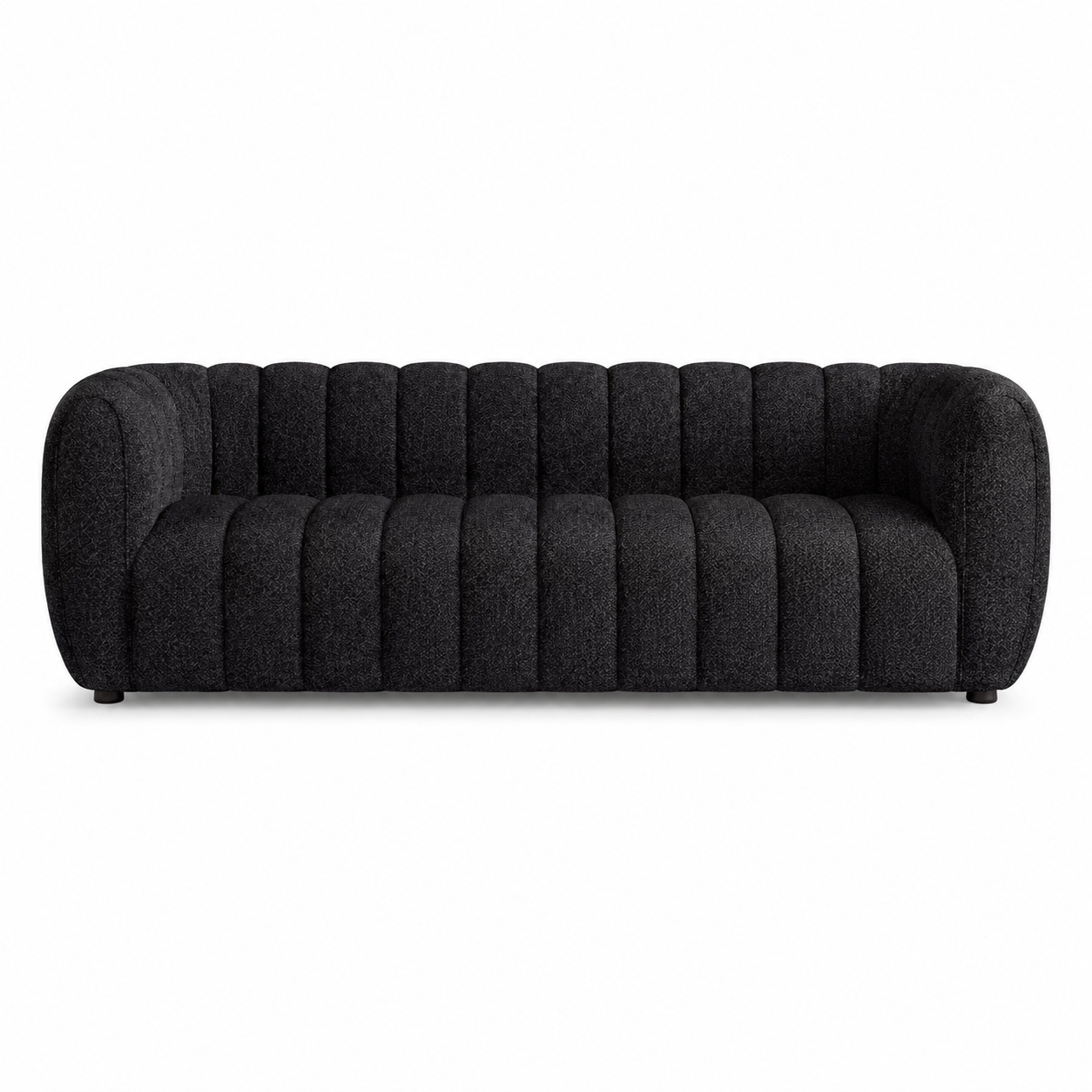 Aversa Black Sofa | Contemporary Channel Tufted Boucle Sofa | MidinMod