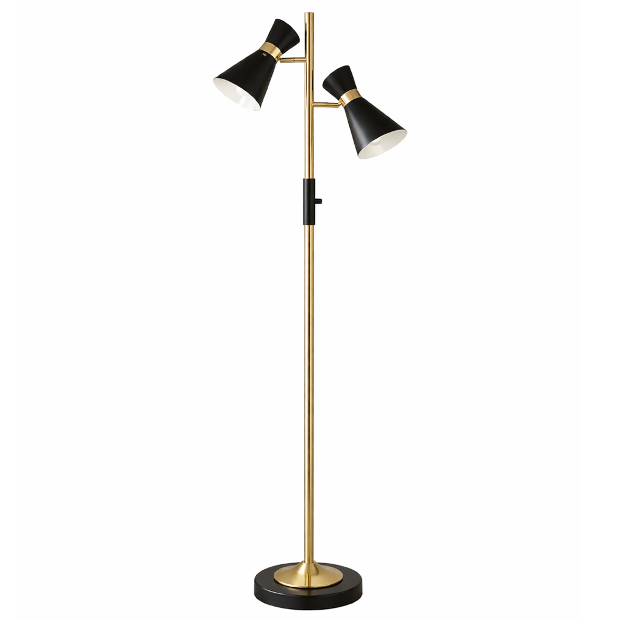 Axis Brassed Gold Floor Lamp with 4-Way Switch Double Spots with Metal Base - MidinMod