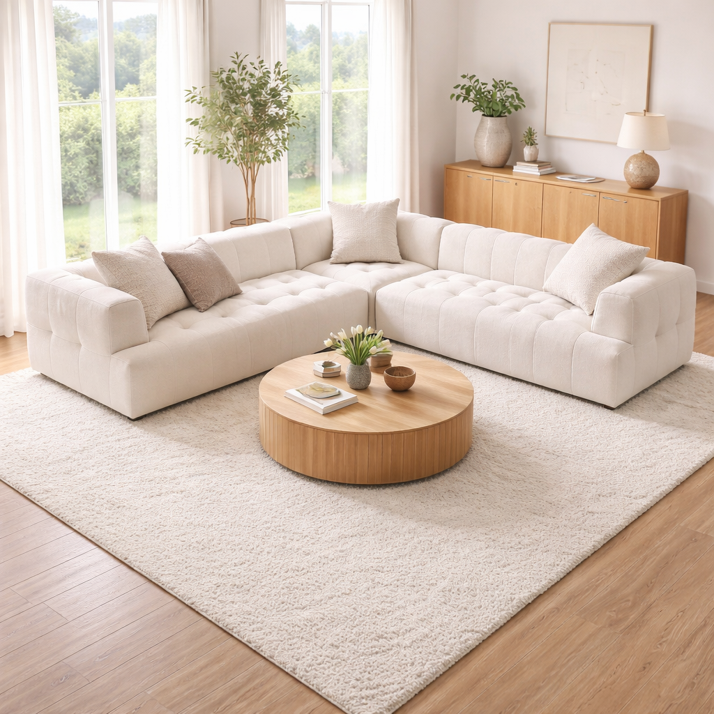 Wade Ivory Boucle Corner Sofa