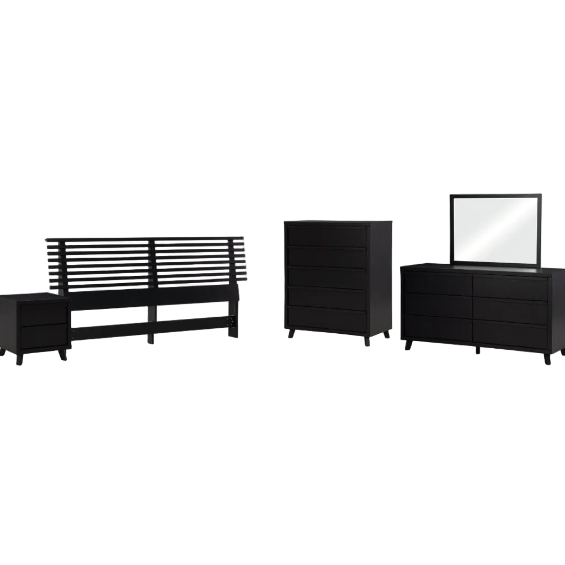 Danziar King Slat Headboard, Dresser, Mirror, Chest and Nightstand