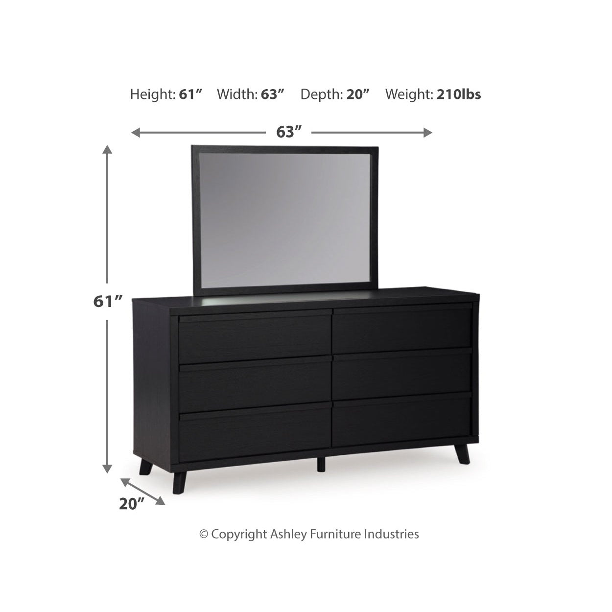 Danziar King Slat Headboard, Dresser, Mirror, Chest and Nightstand