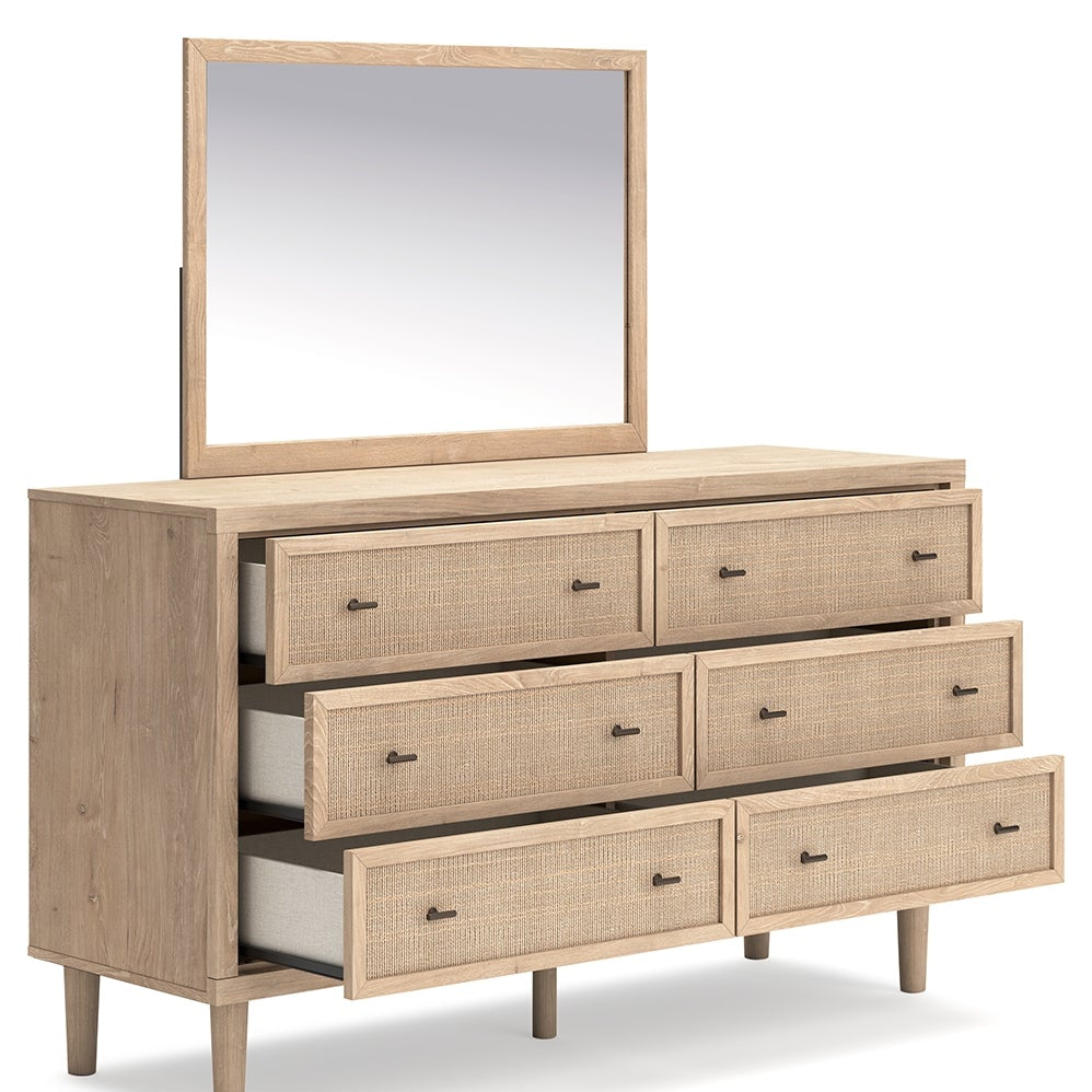 Cielden Queen Panel Bed with Mirrored Dresser