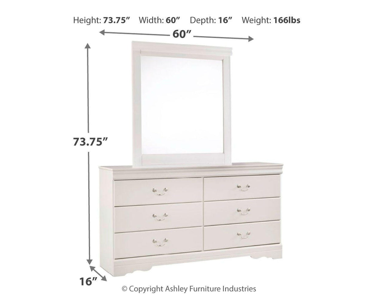 Anarasia Queen Sleigh Headboard, Dresser, Mirror and Chest