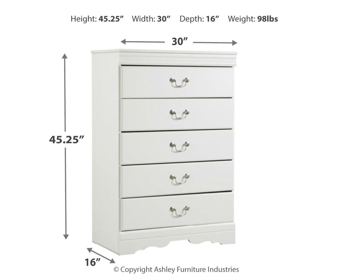 Anarasia Queen Sleigh Headboard, Dresser, Mirror and Chest