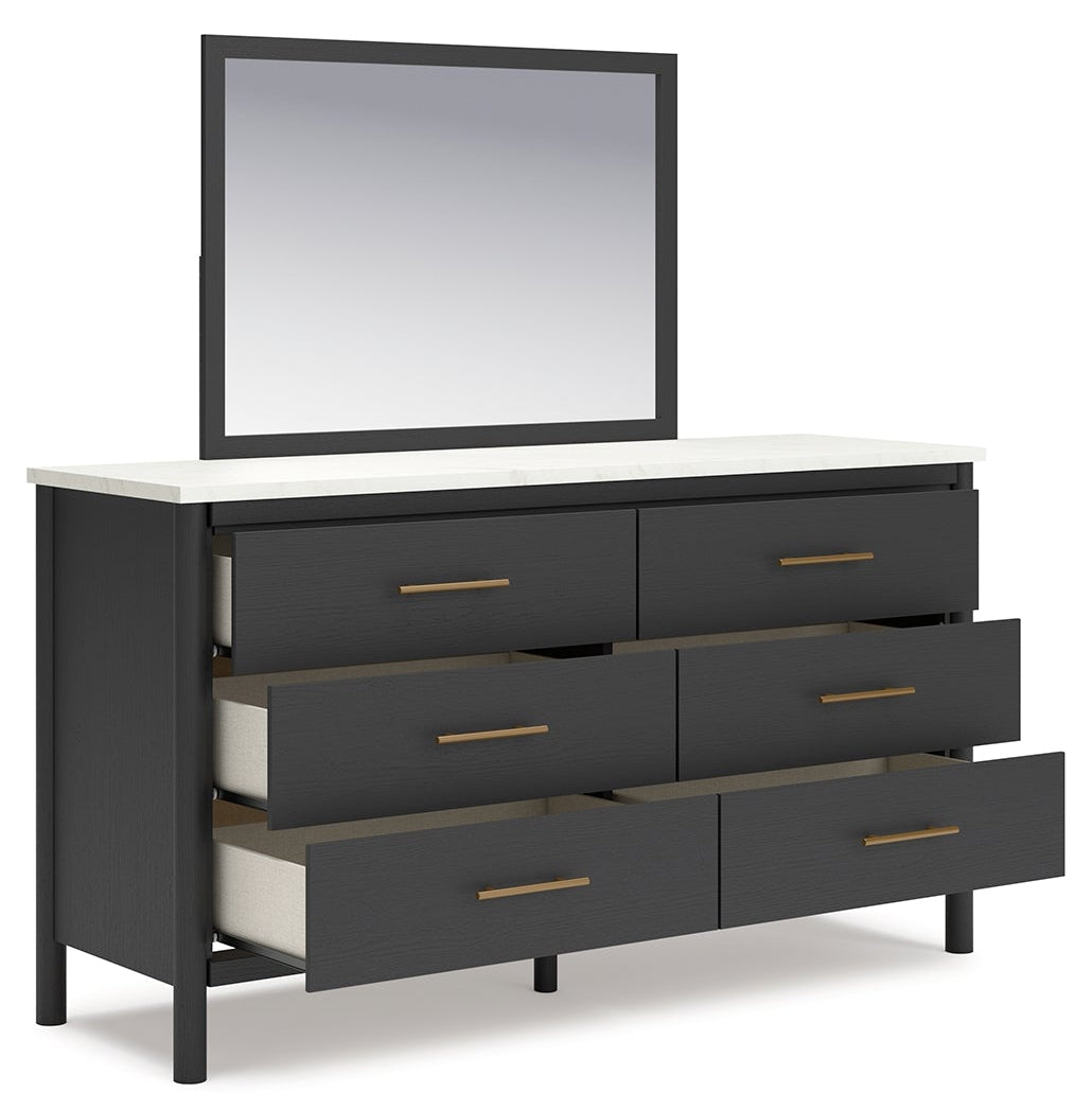 Cadmori Full Upholstered Panel Bed, Dresser, Mirror, Chest and Nightstand