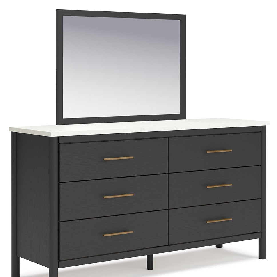 Cadmori Full Upholstered Panel Bed, Dresser, Mirror, Chest and Nightstand
