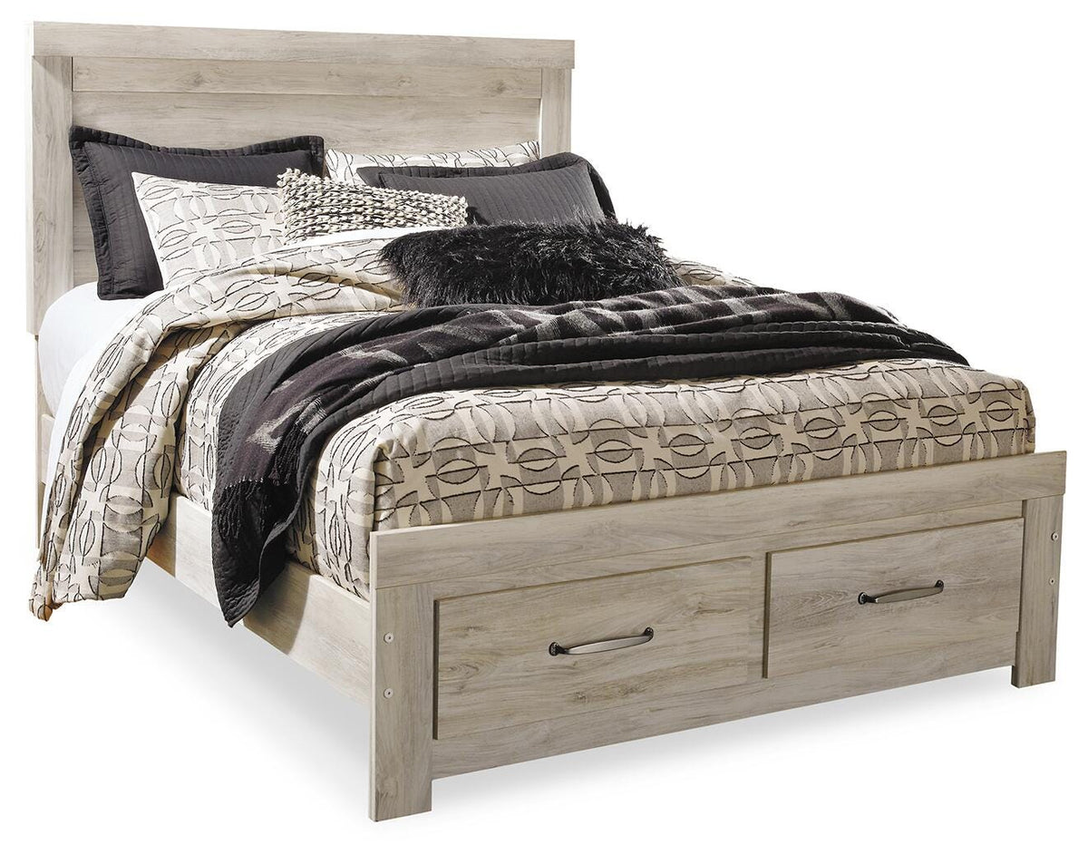 Bellaby Queen Platform Bed with 2 Storage Drawers with Mirrored Dresser, Chest and Nightstand