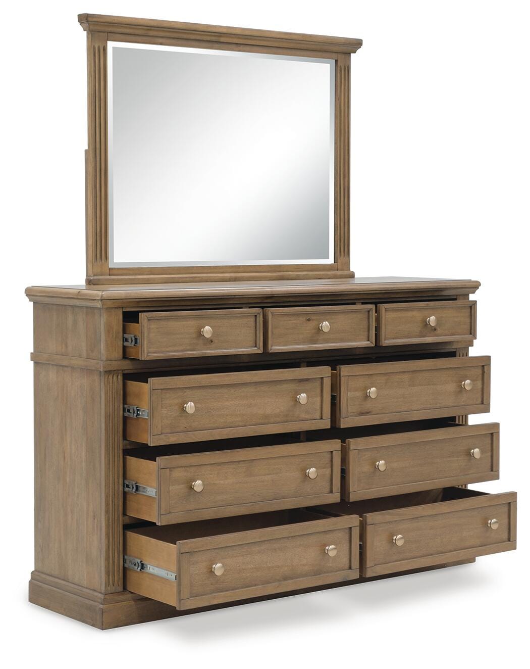 Mylarken Queen Panel Bed, Dresser, Mirror, Chest and Nightstand