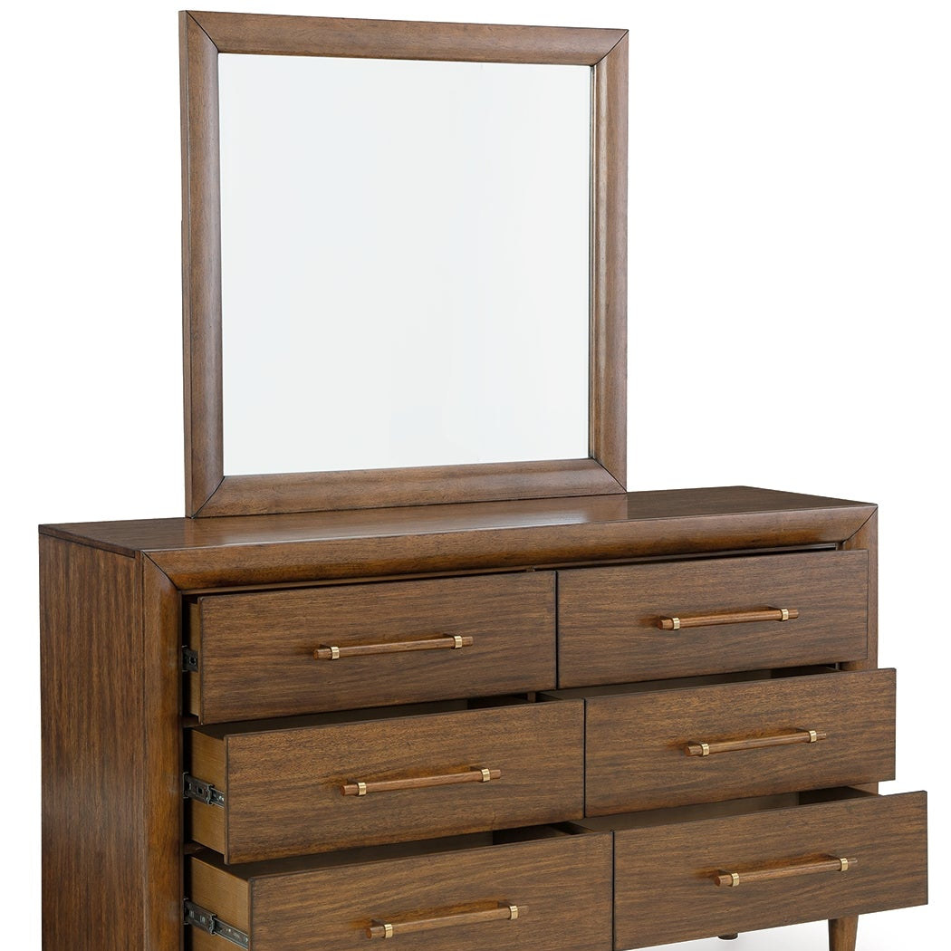Lyncott California King Upholstered Bed, Dresser, Mirror and Chest