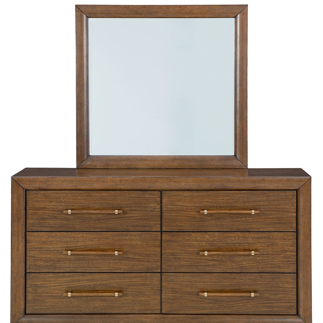 Lyncott Queen Upholstered Bed with Mirrored Dresser and Nightstand