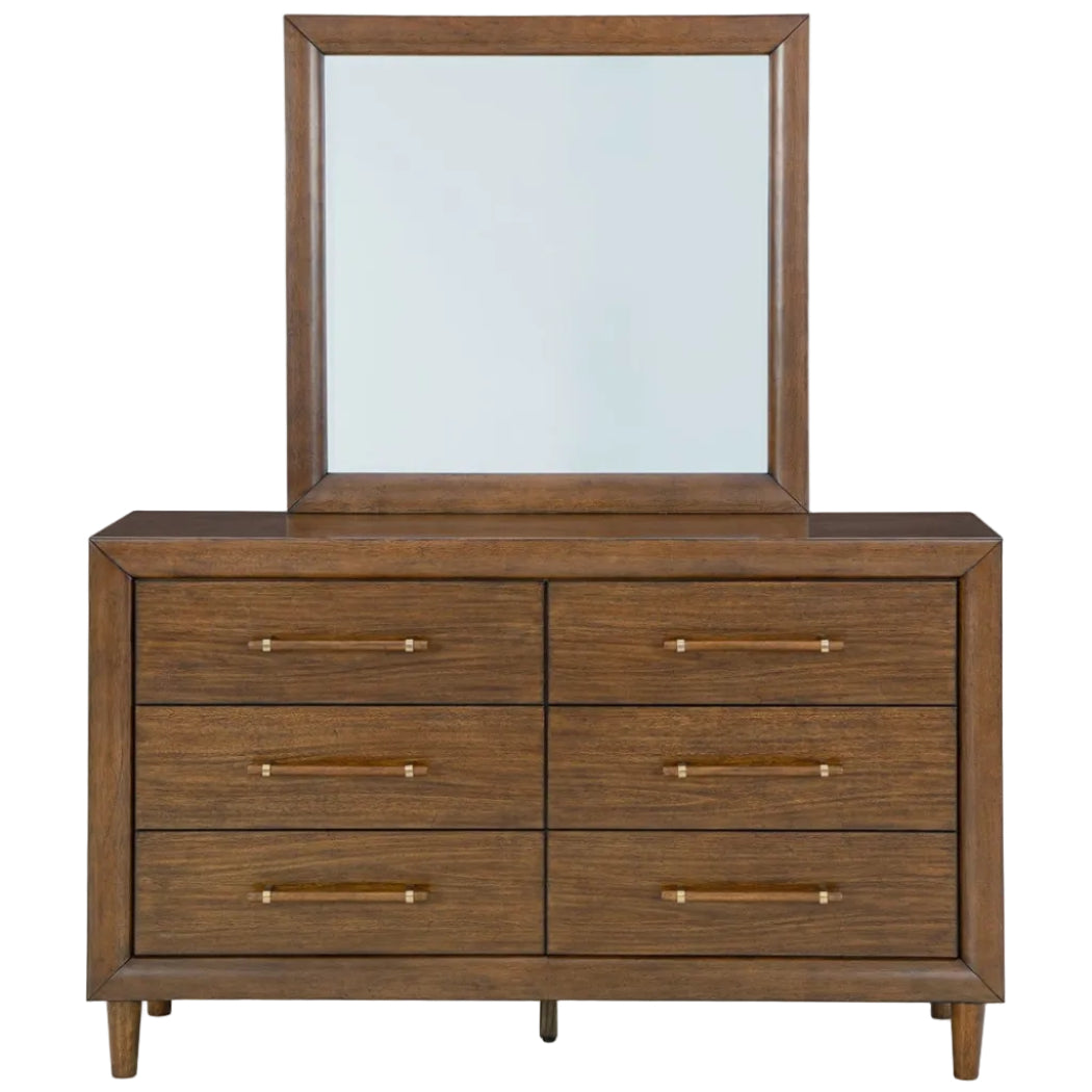 Lyncott King Upholstered Bed with Mirrored Dresser and Nightstand