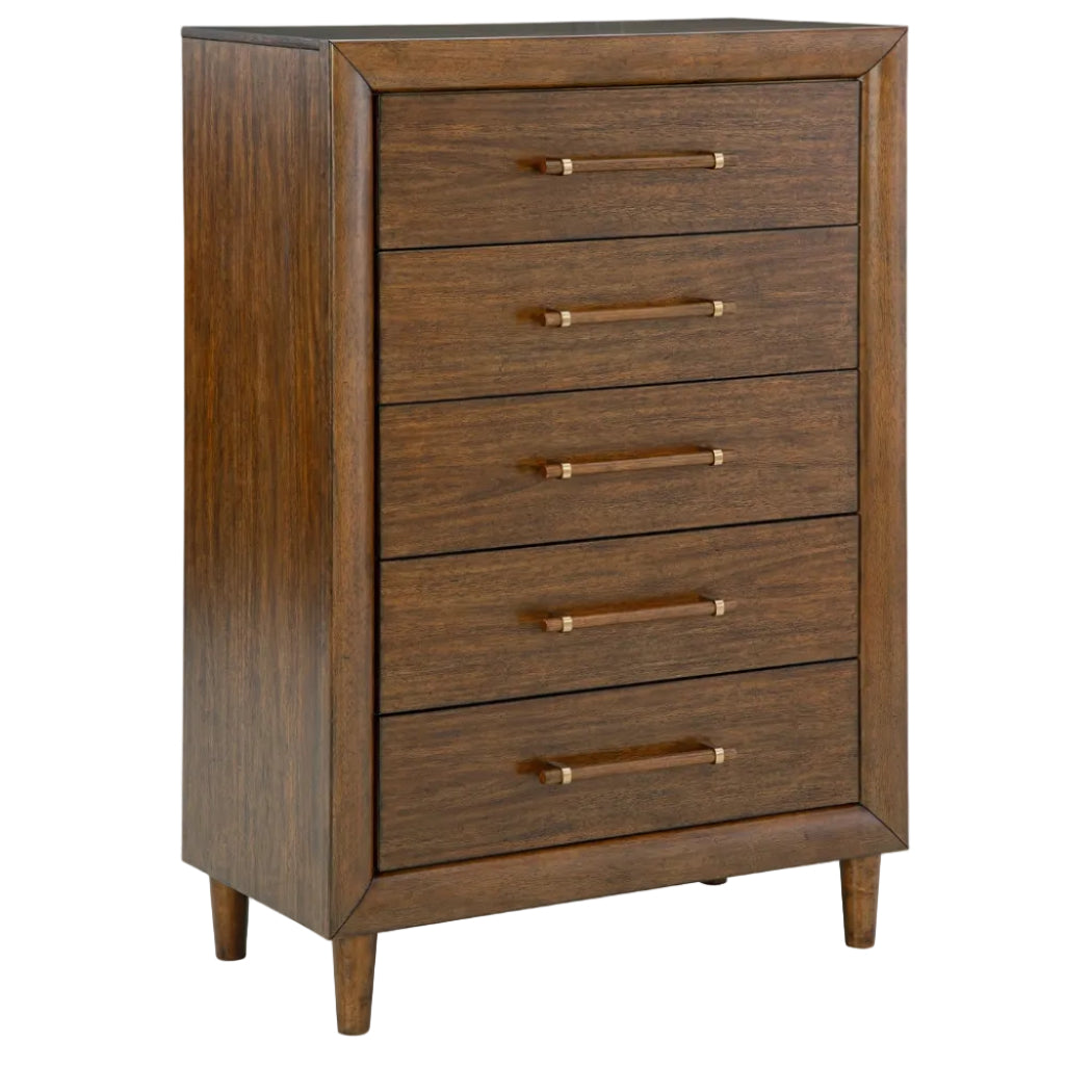 Lyncott California King Upholstered Bed, Dresser, Mirror and Chest