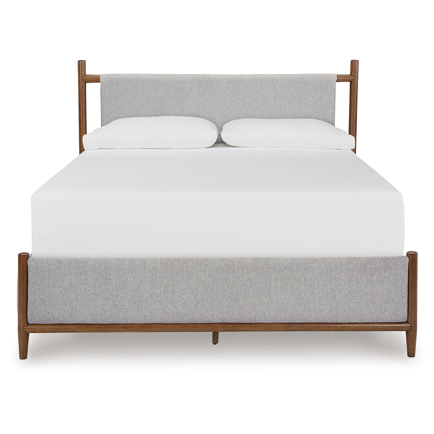 Lyncott California King Upholstered Bed with Mirrored Dresser and Nightstand