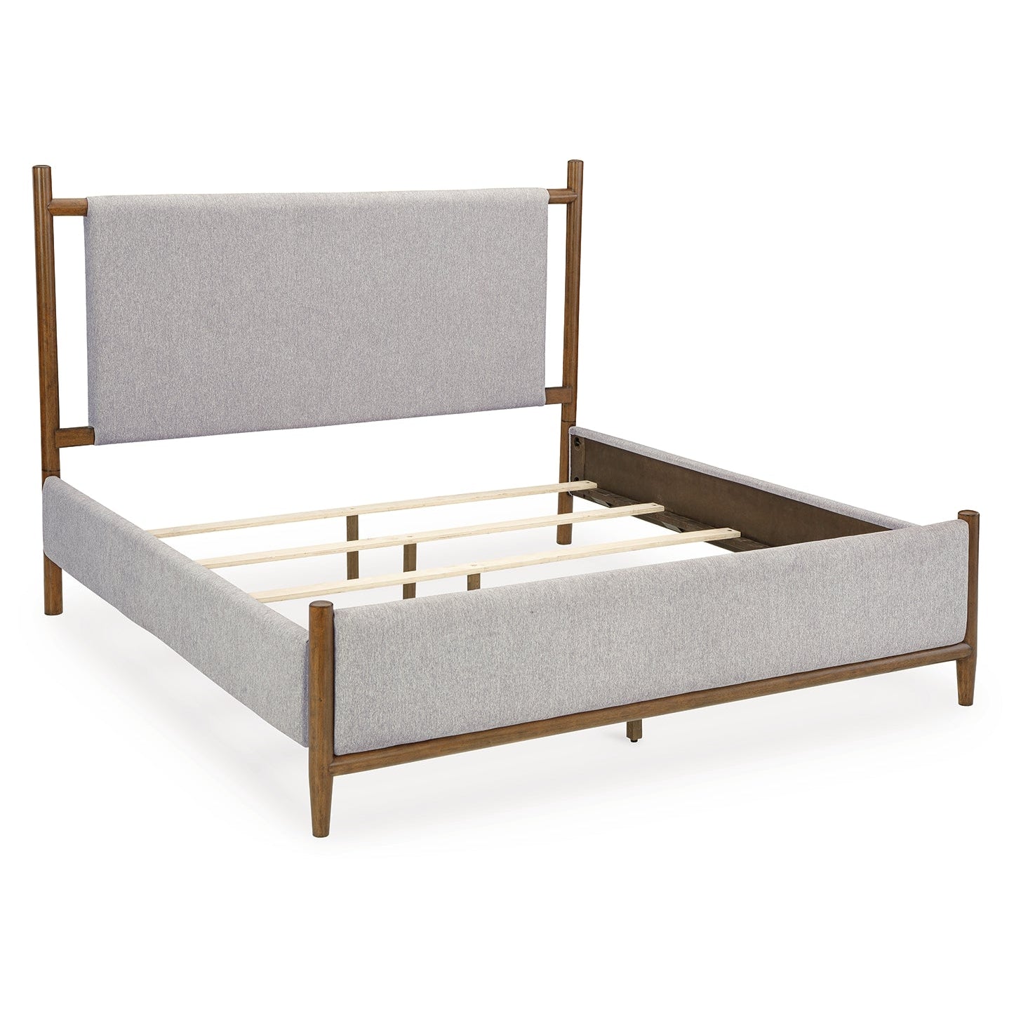 Lyncott California King Upholstered Bed with Mirrored Dresser and Nightstand
