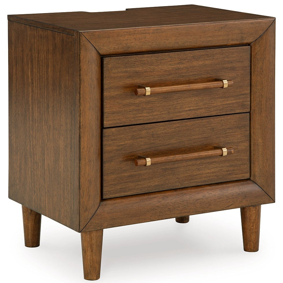 Lyncott California King Upholstered Bed with Mirrored Dresser and Nightstand