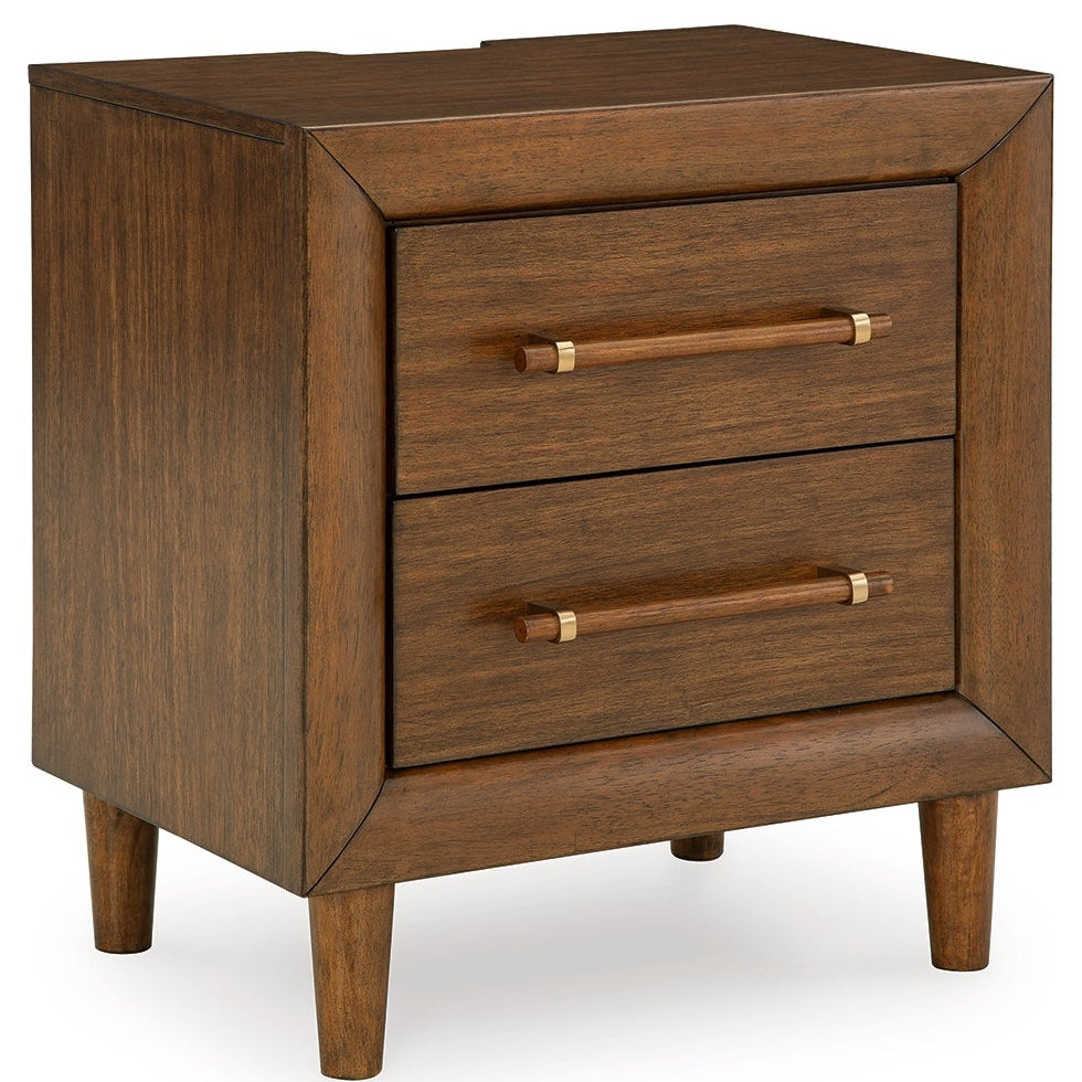 Lyncott King Upholstered Bed with Mirrored Dresser and Nightstand