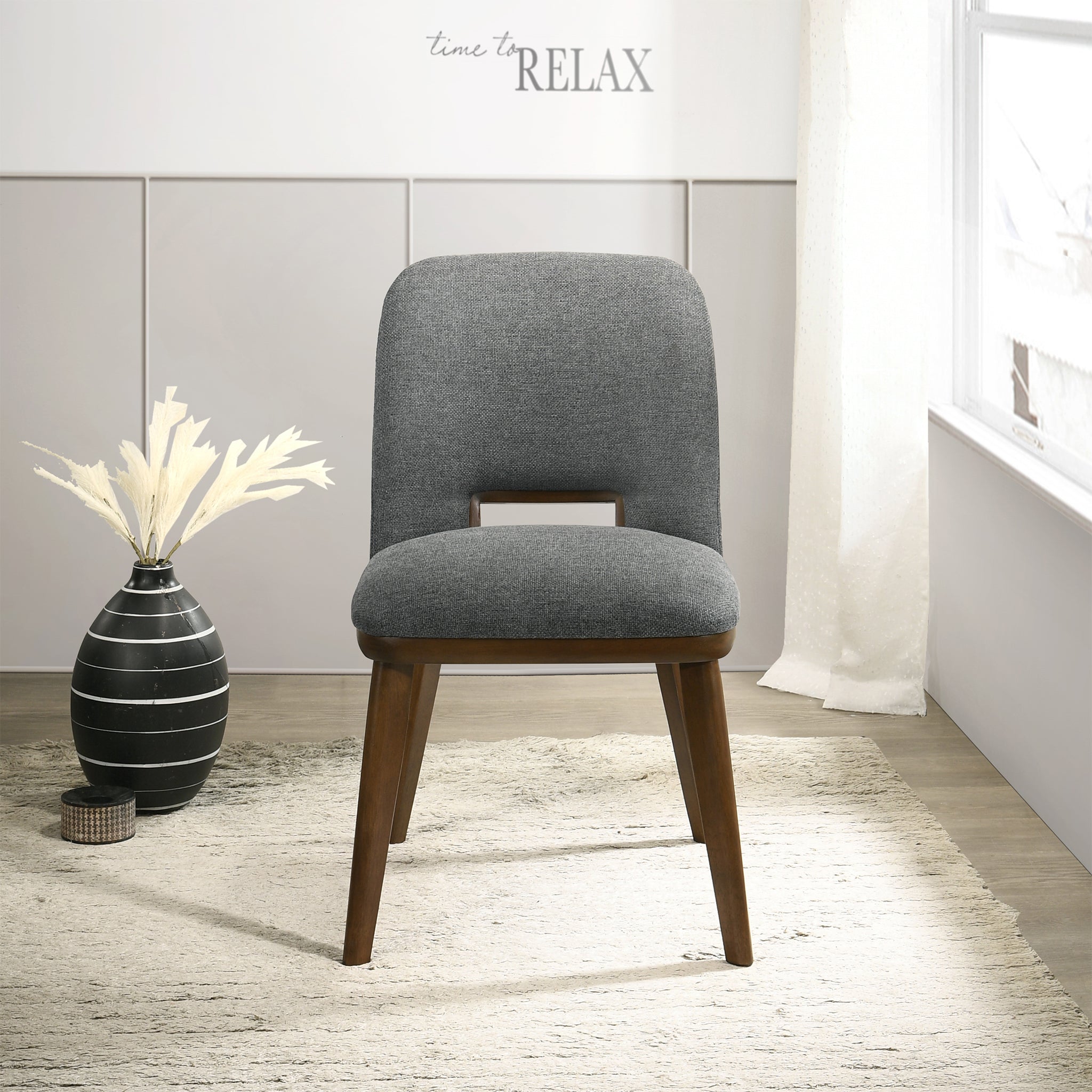 Bonney Dark Grey Fabric Dining Chair Set of 2 - MidinMod