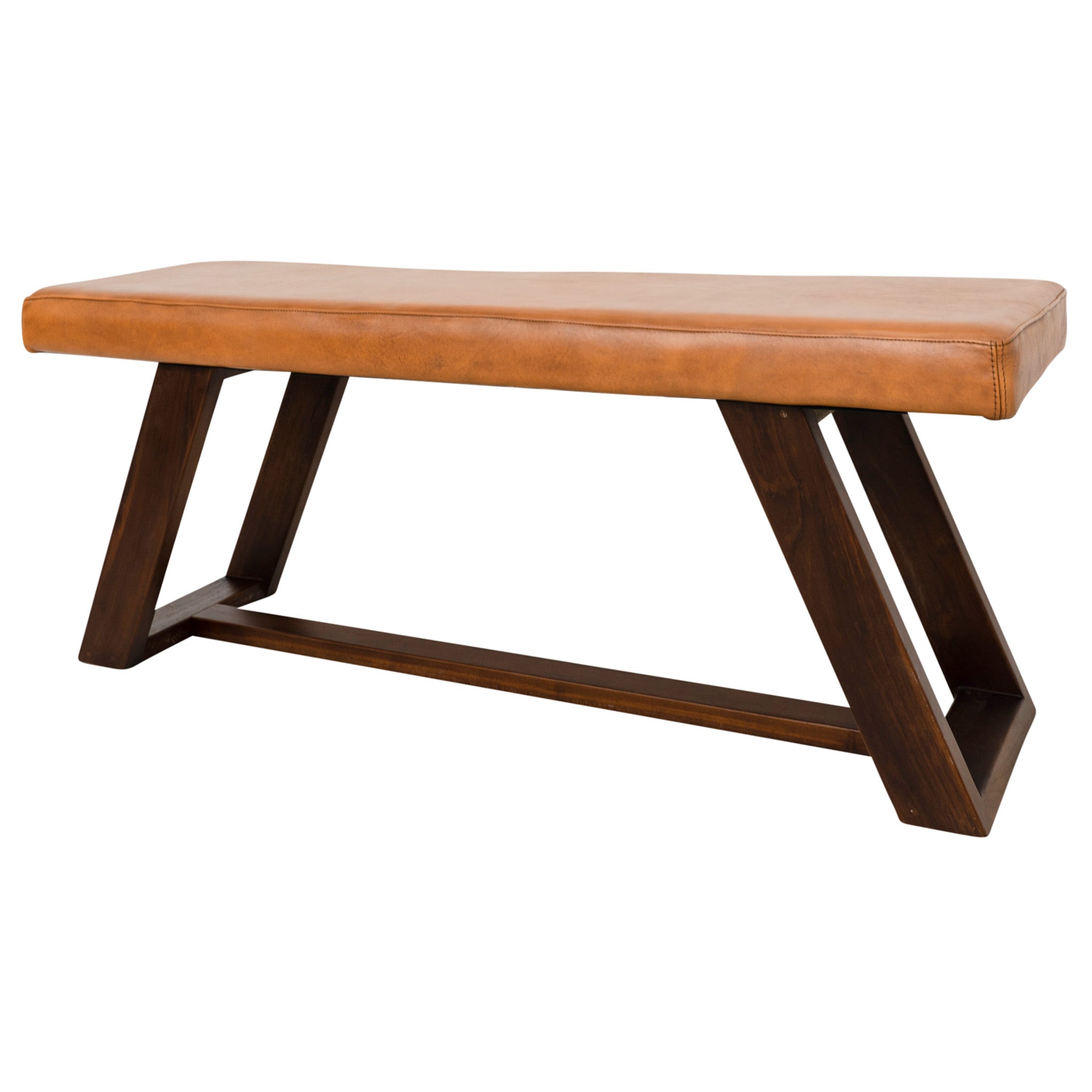 Pinrag Genuine Tan Leather Bench - MidinMod