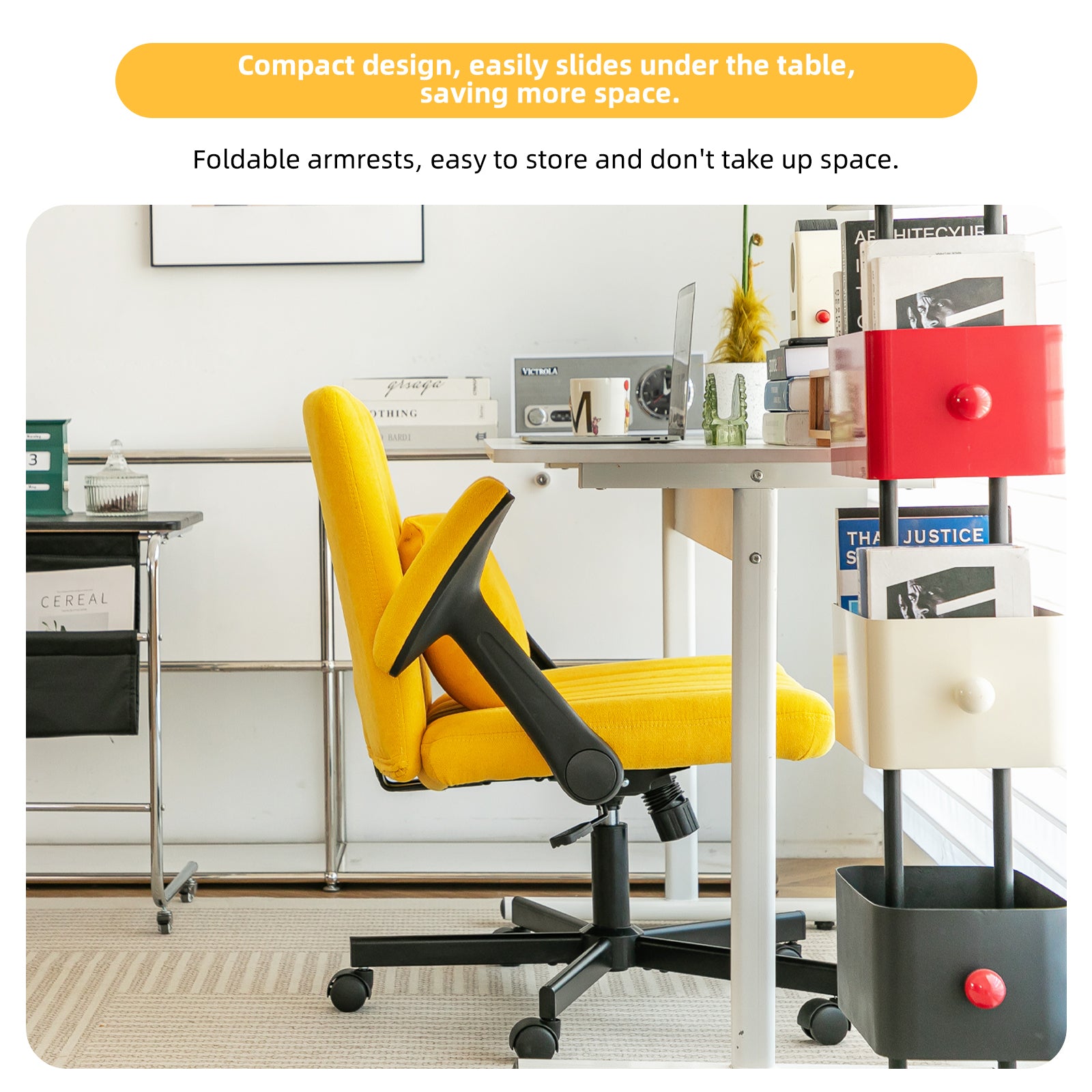 Bishop Modern Linen Yellow Criss Cross Office Chair -MidinMod