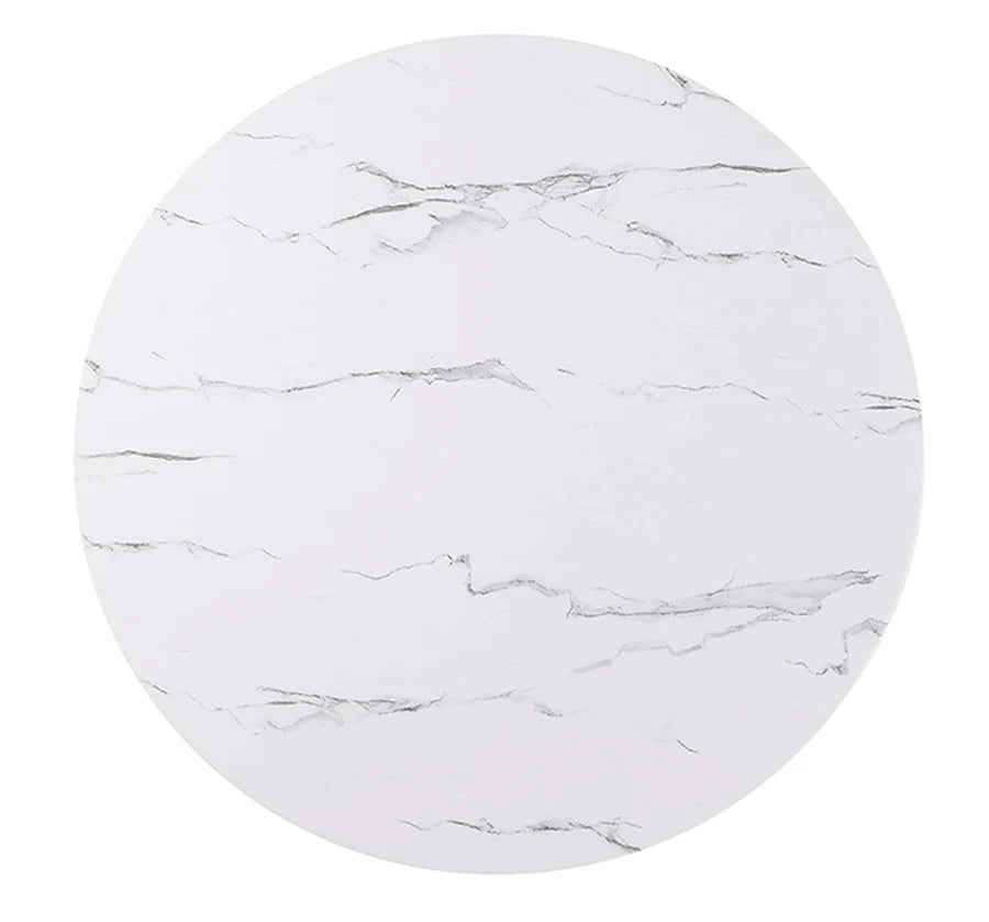 Borden Black and White Round Dining Table | Contemporary Reeded Metal Drum Base Dining Table | MidinMod